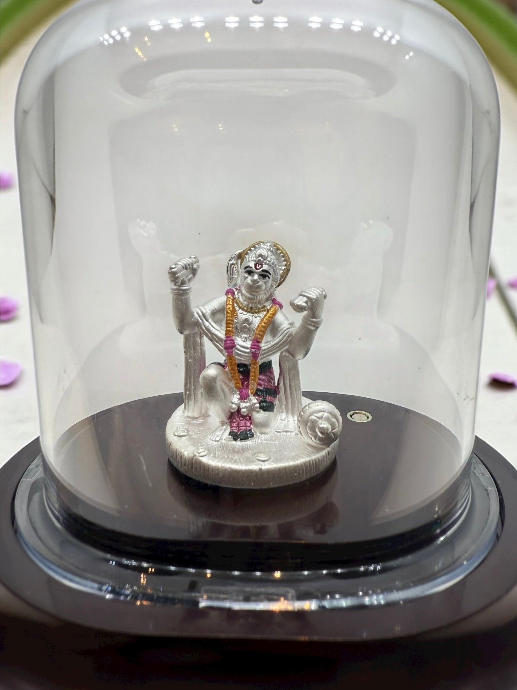 Emerald Pure 999 Silver Hanuman Idol with Acrylic Base For Pooja/ Gift
