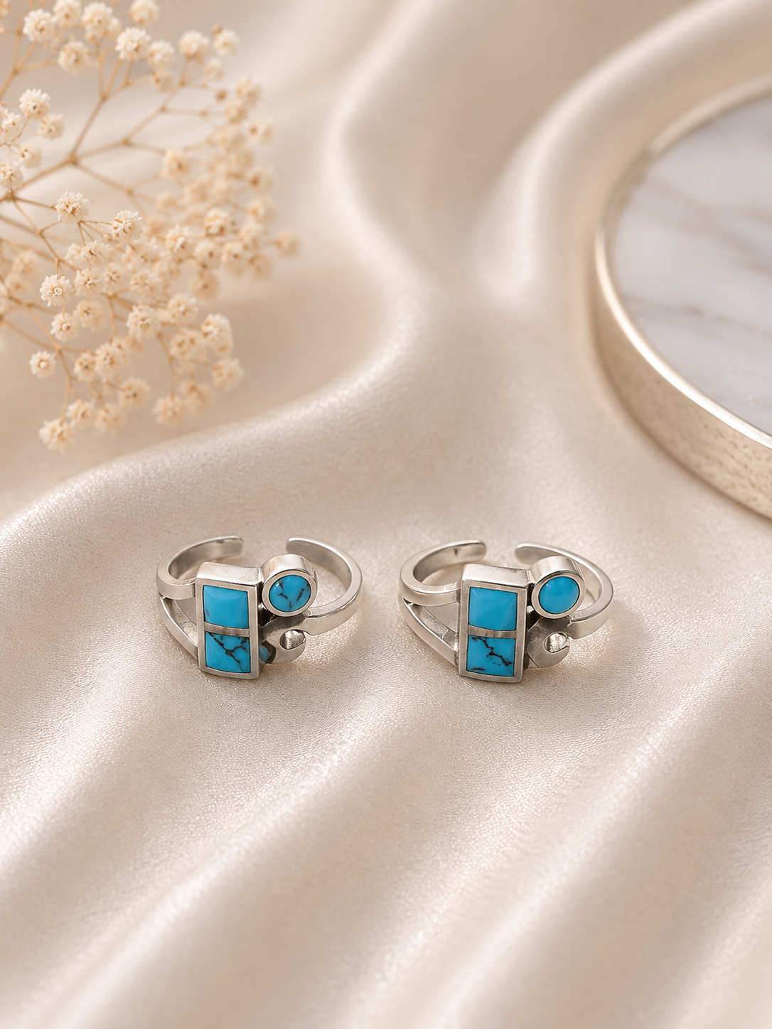 925 Sterling Silver Toe Rings (2 Rings) | Free Size