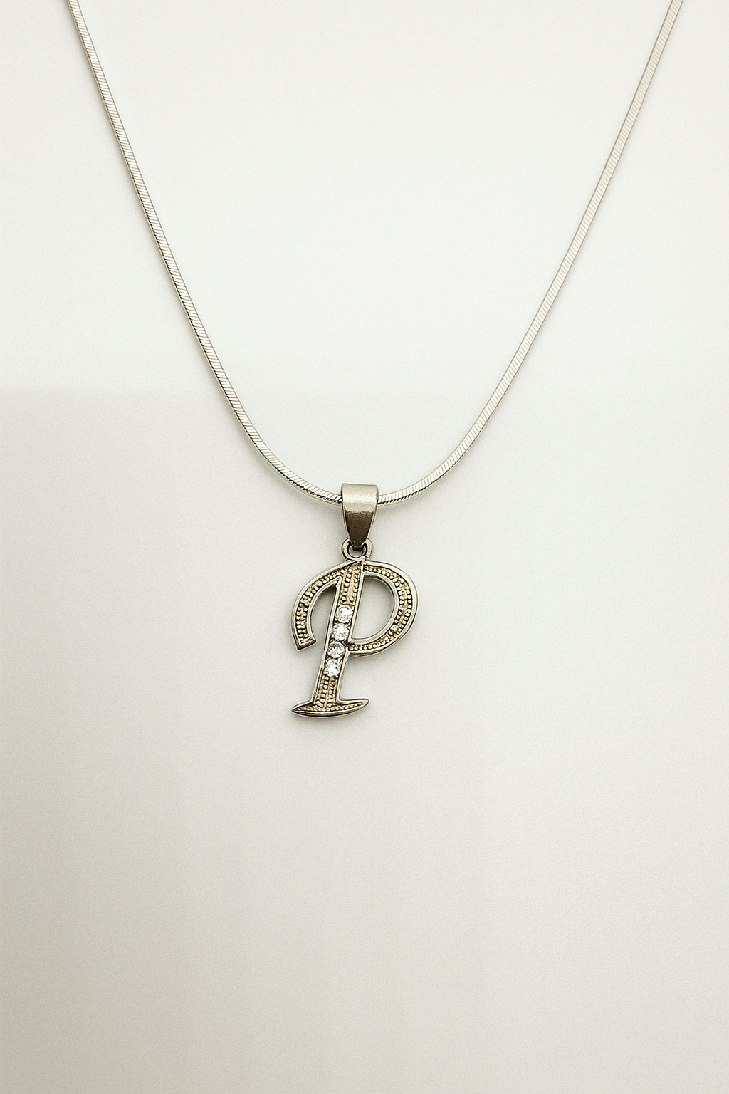 925 Sterling Silver “P” Alphabet Pendant Neckpiece