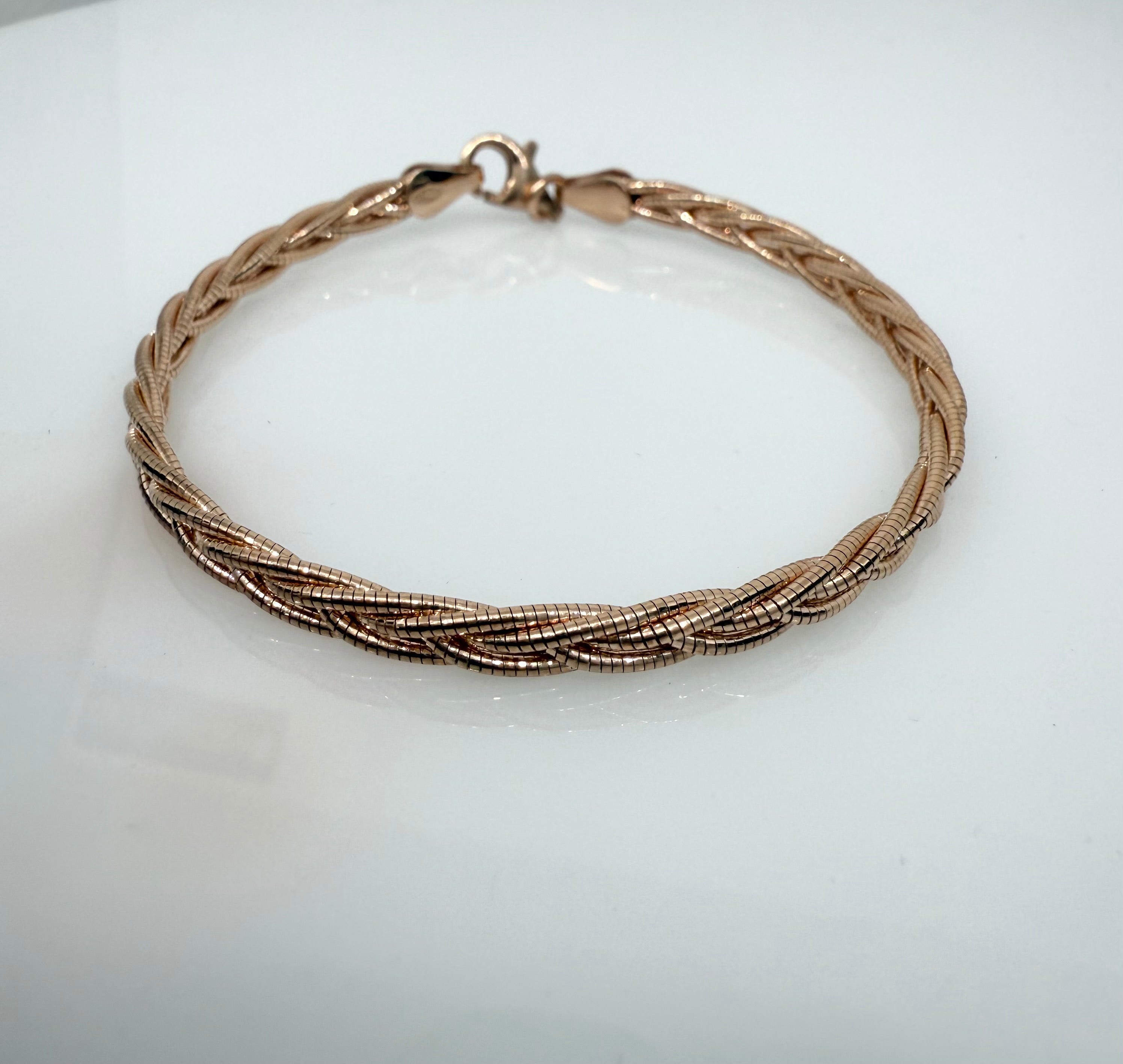 Multi Strand 925 Sterling Silver Italian Weave Bracelet | Rose Gold