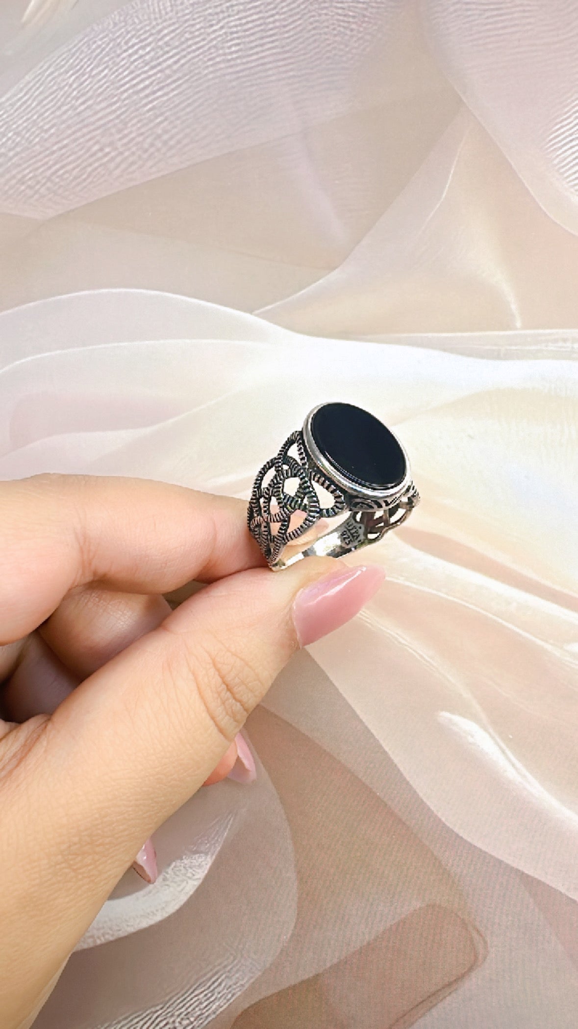 925 Sterling Silver Ring for Men | Black Stone