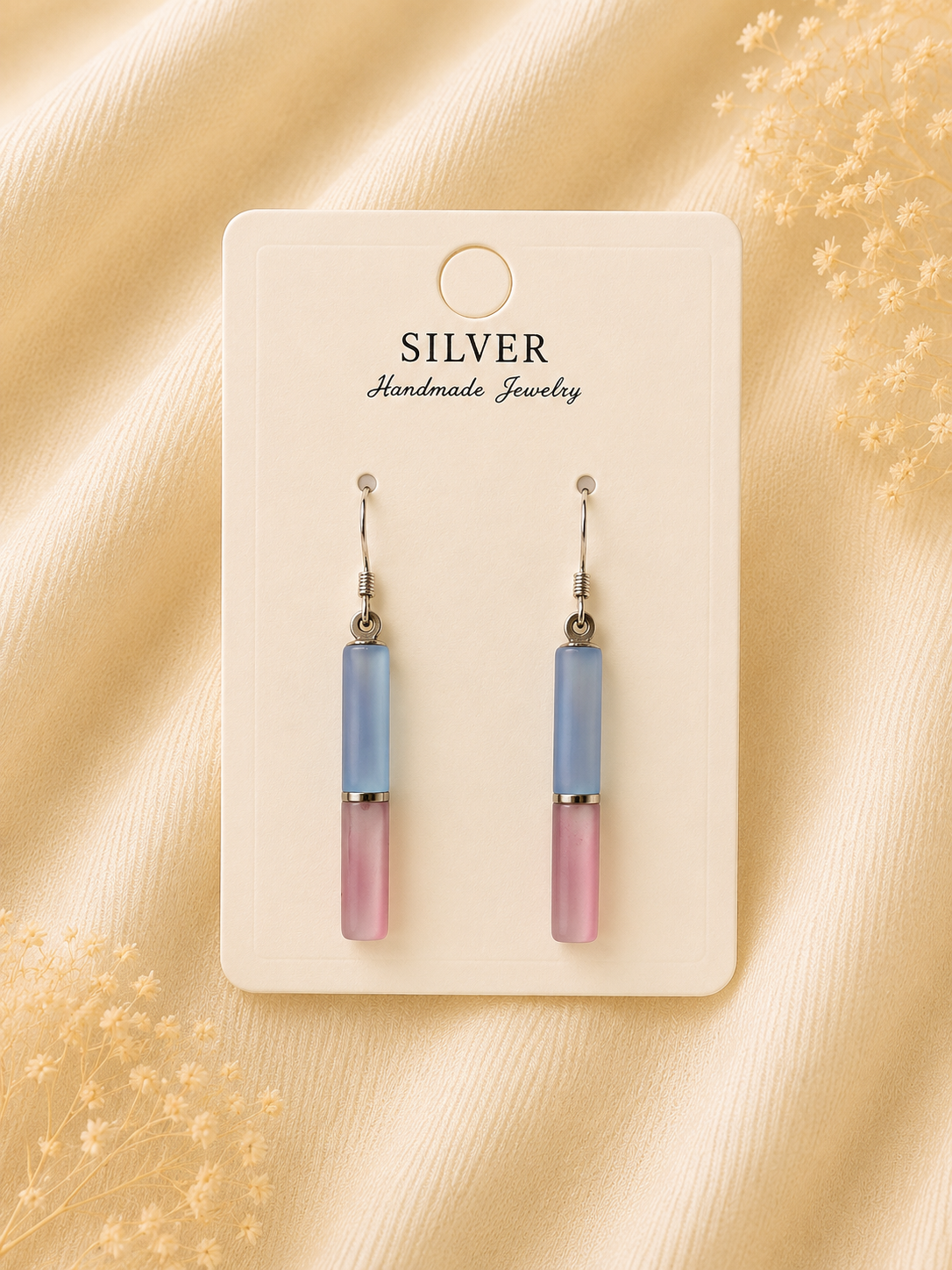 925 Sterling Silver Twin Hue Cubical Earrings