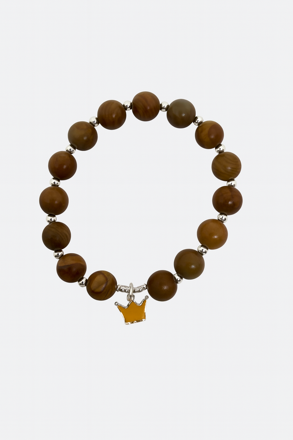 Brown Agate Crown Men’s Bracelet – Stretchable in 925 Sterling Silver