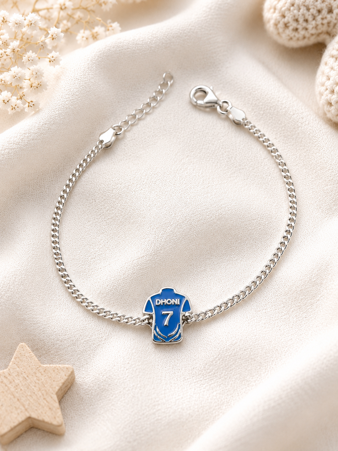 925 Sterling Silver Dhoni cartoon Bracelet |  Kid’s Bracelet | Kid’s Rakhi