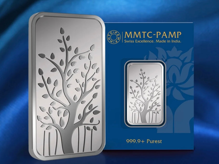 MMTC PAMP 10 GMS BANYAN TREE 999.9 SILVER BAR IN MINTED CARD (10.00gm) | Festive Coins & Bars