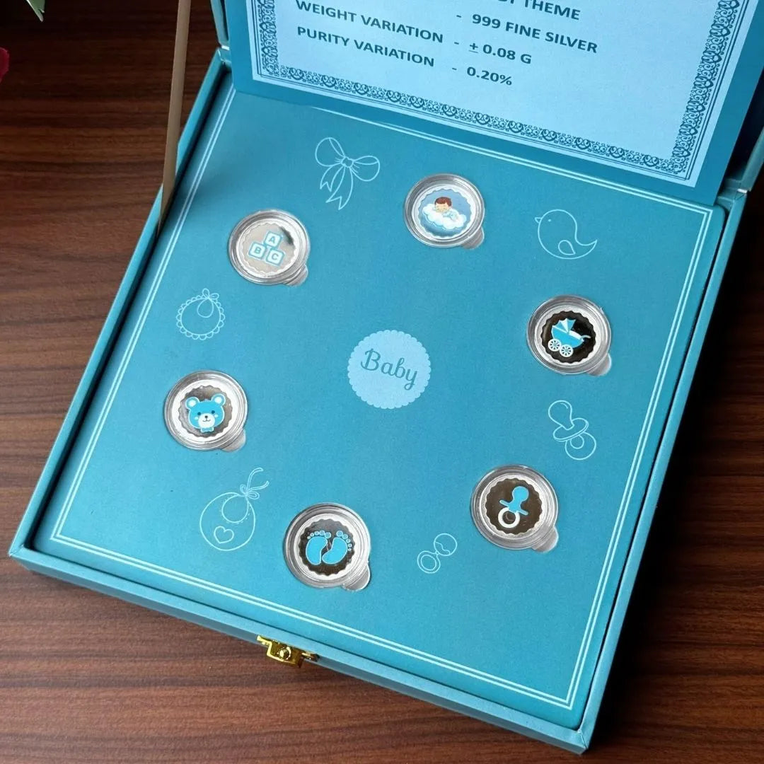 Hello Little One Baby Boy Box 15 gram 6 silver coins (2.5 gram Each) - 999 PURE SILVER |                                                New Born Baby Coin, Return Gifts For Baby Shower, Silver Coin For Gift | For Kids 999 Purity Silver Coins