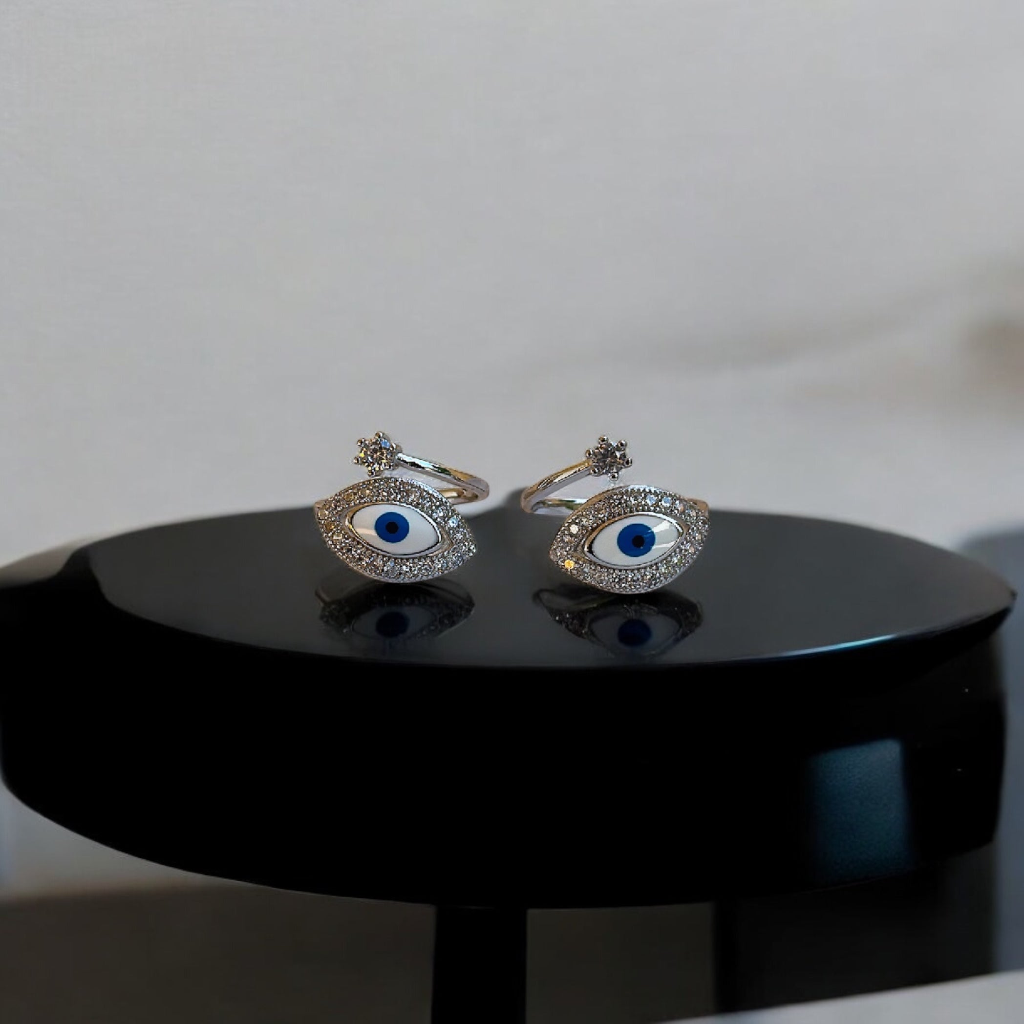 925 Silver Evil Eye Toe Rings (2 Rings) | Free Size