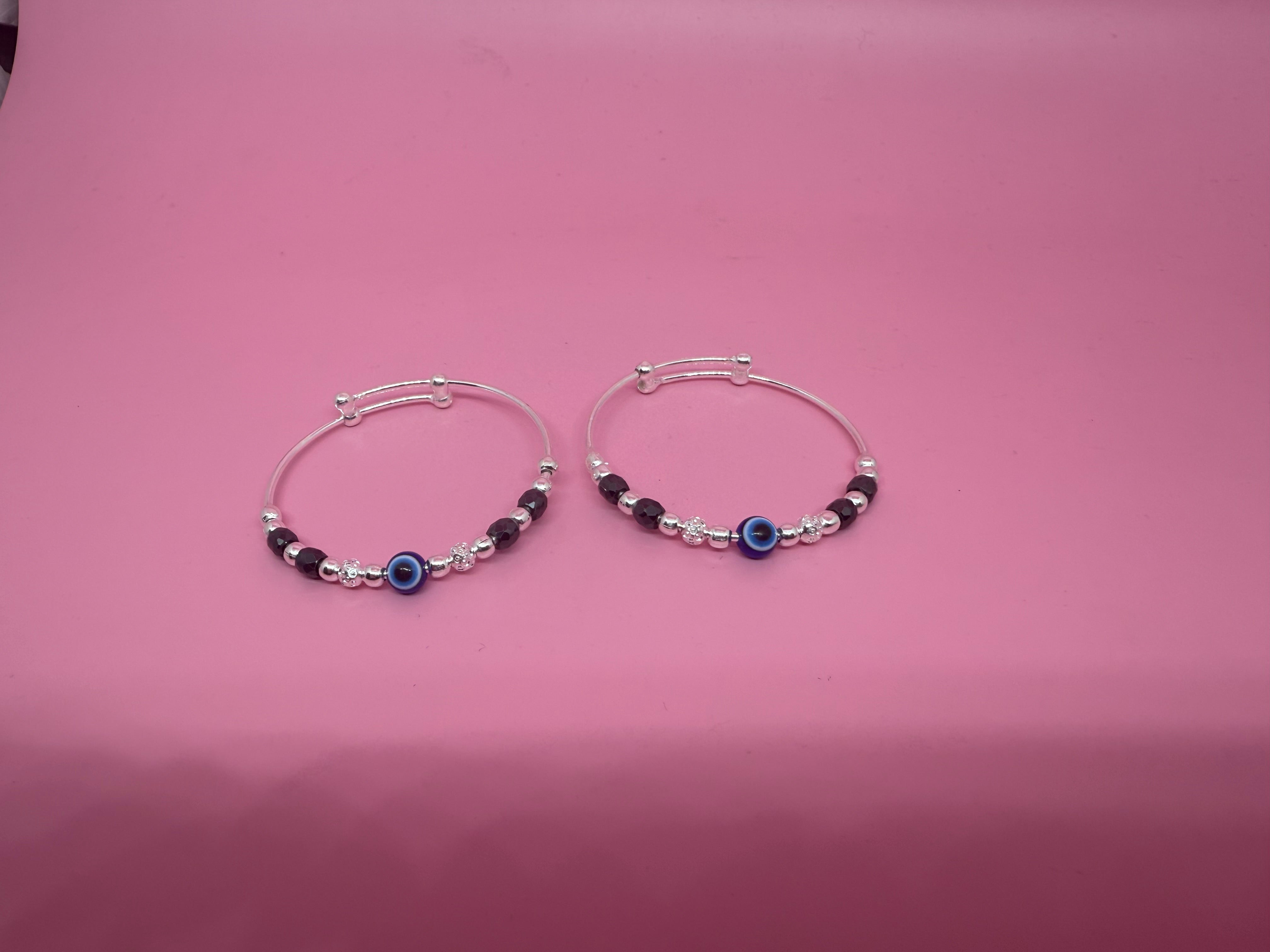 925 Sterling Silver Evil Eye Bangles | For Kids |  Ideal for 0-2 years old