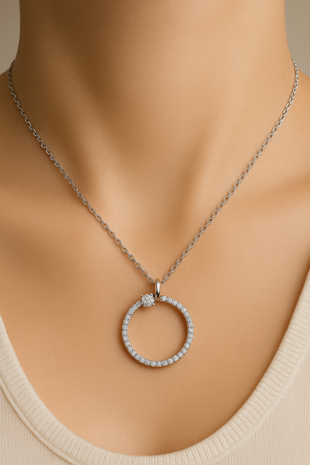 925 Sterling Silver Radiant Love Pendant Neckpiece