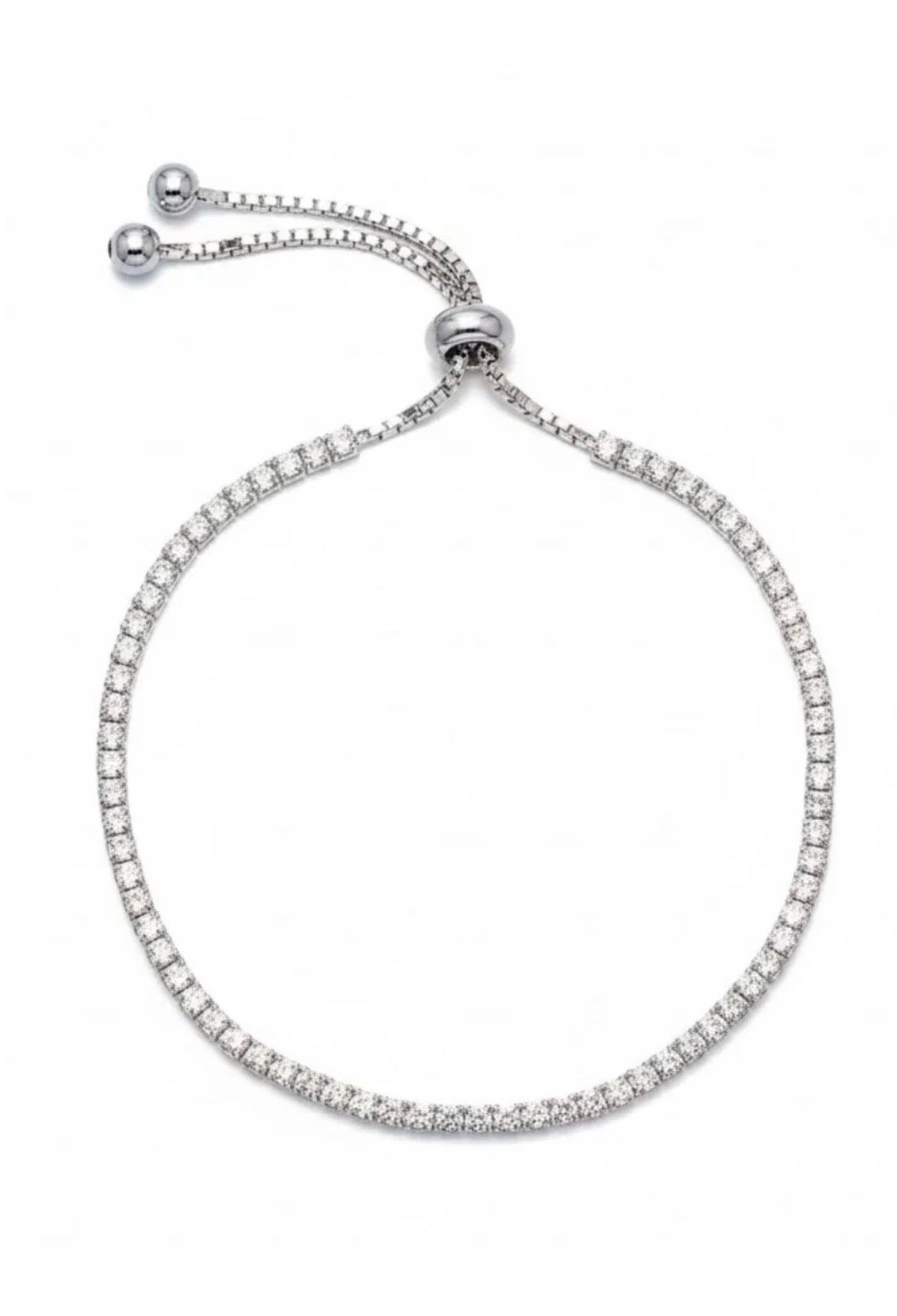925 Sterling Silver Pull Chain Tennis Bracelet | For Her
