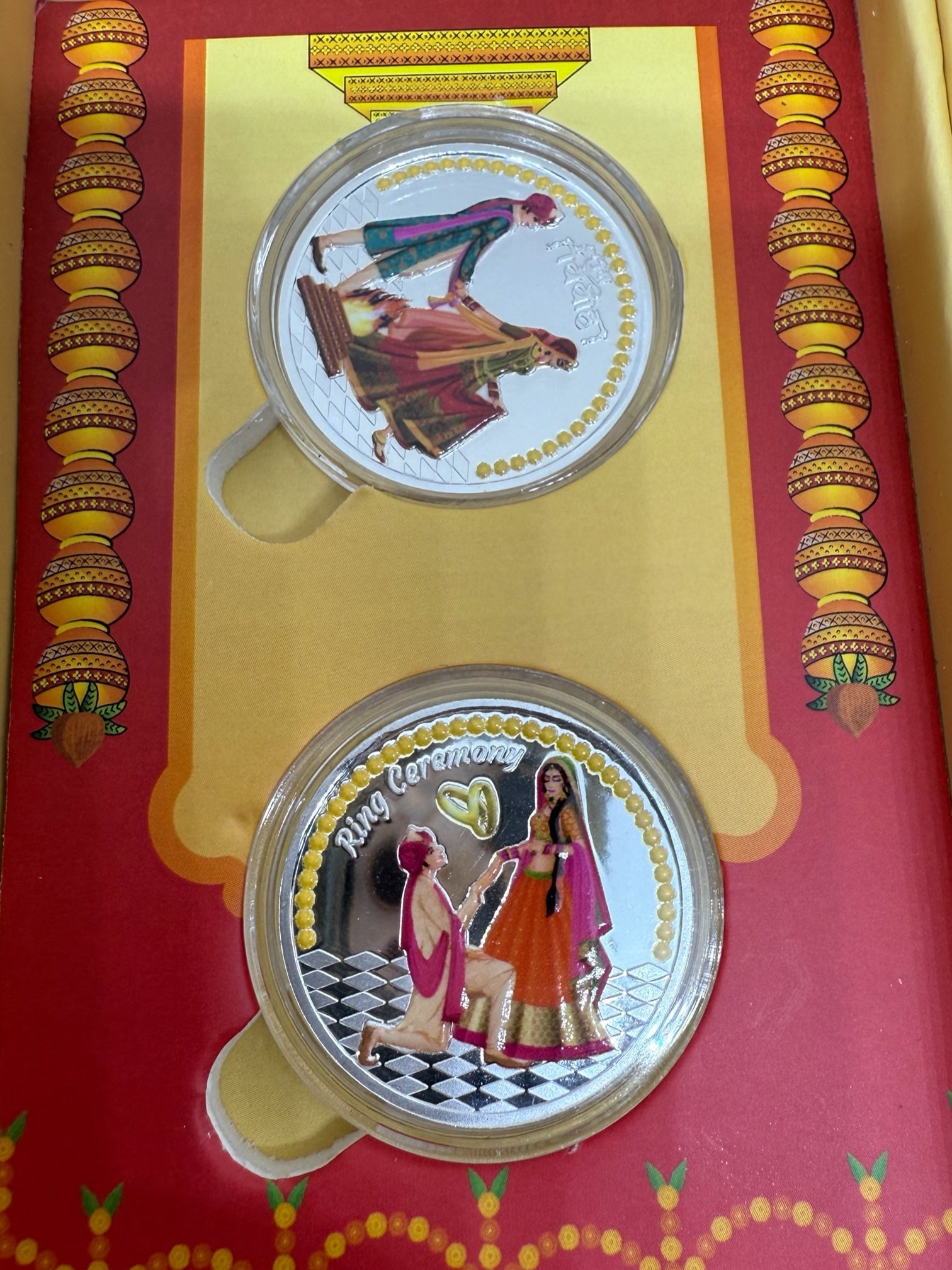 Shubh Vivah & Ring Ceremony Celebration 999 Silver Coin Set (10 grams coin x 2 ) | Festive Coin Gifting