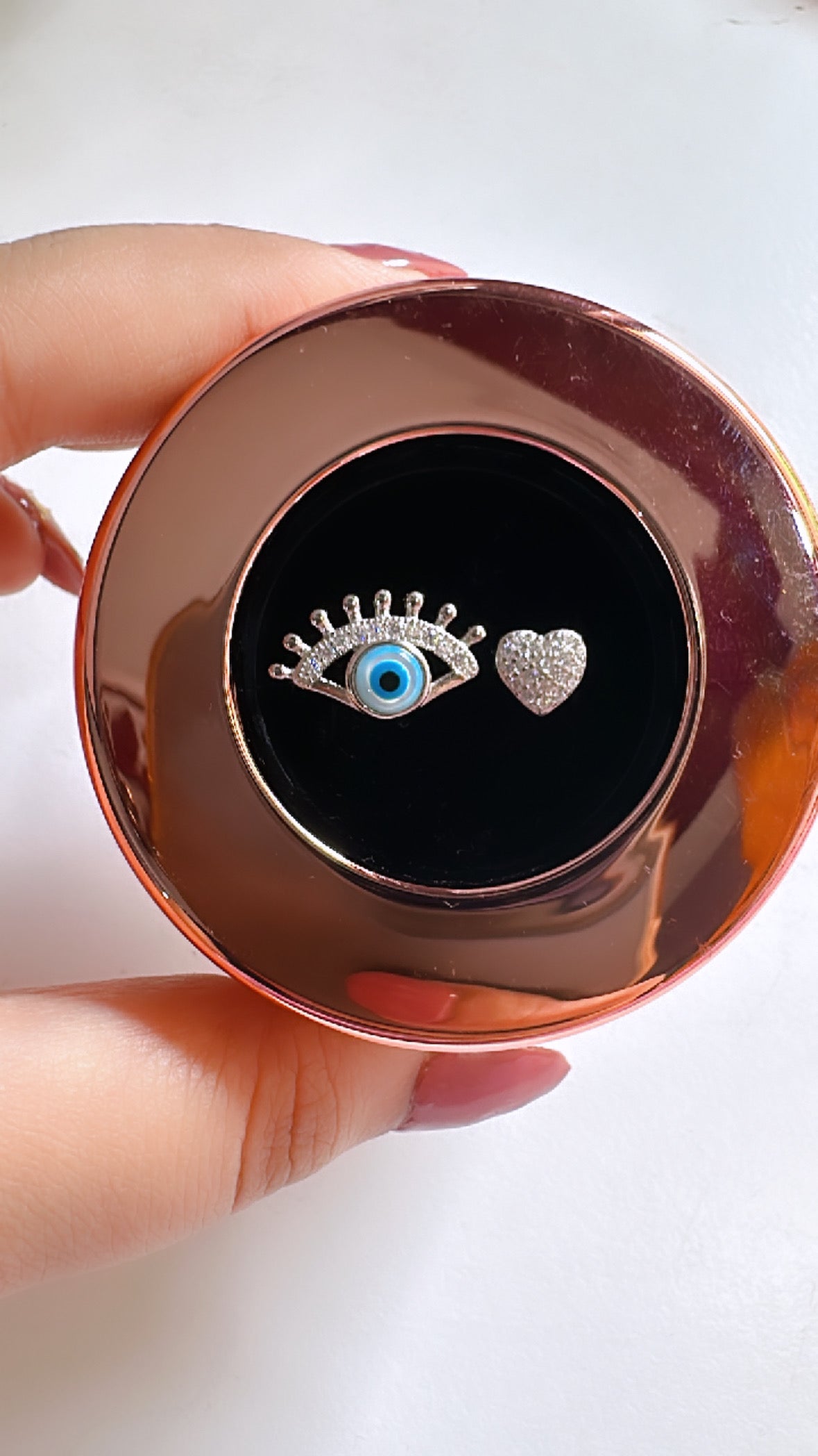 925 Sterling Silver Evil Eye Heart 🩵 Women Ring