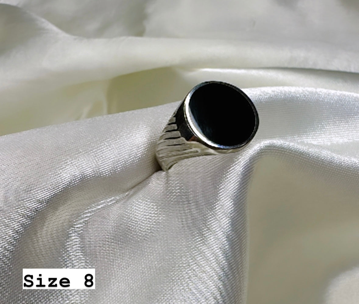 925 Oxidised Silver Ring for Men | Black Stone