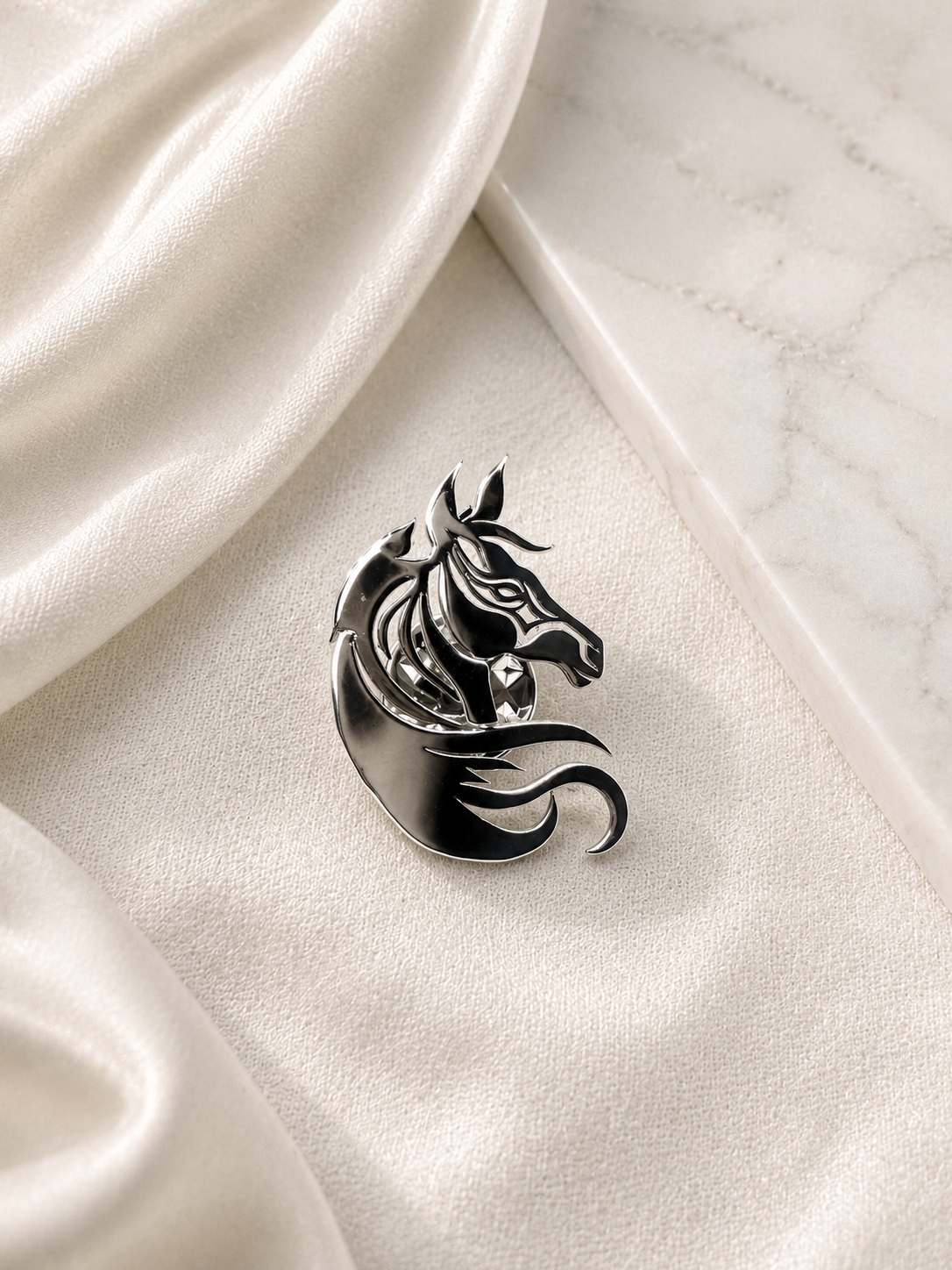 925 Sterling Silver Stag Head Lapel Pin Brooch for Men