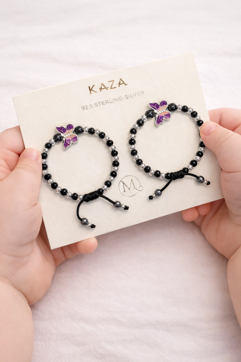 925 Sterling Silver Evil Eye Butterfly Newborn & Baby Thread Nazariya
