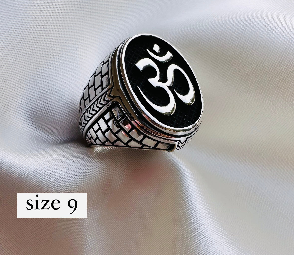 925 Oxidised Silver Ring for Men | Om