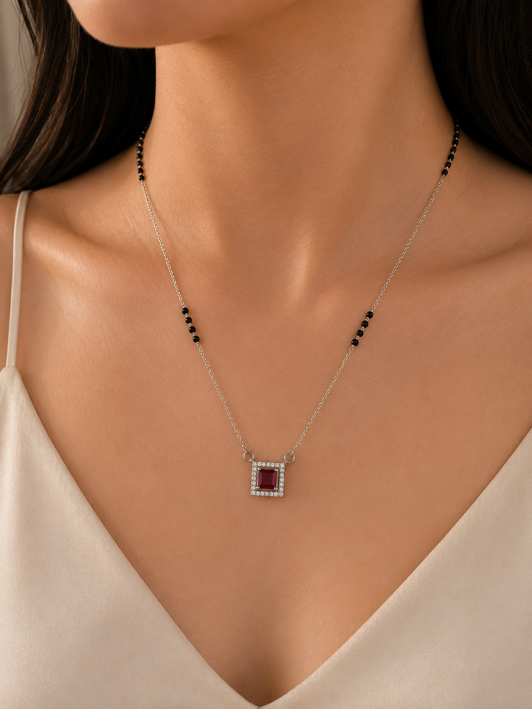 925 Sterling Silver Petite Square Mangalsutra