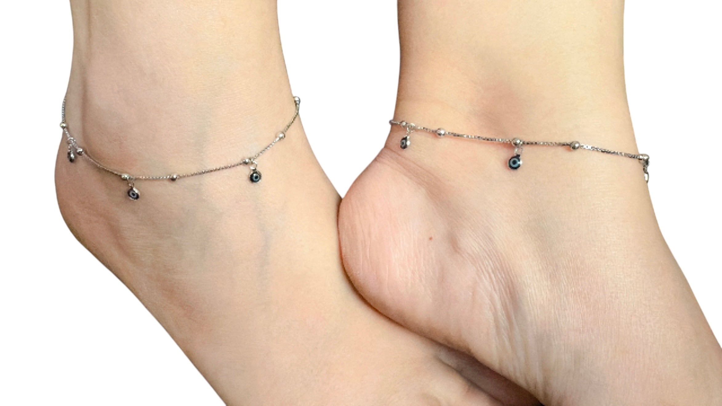 925 Sterling Silver Flat Snake Chain Anklets