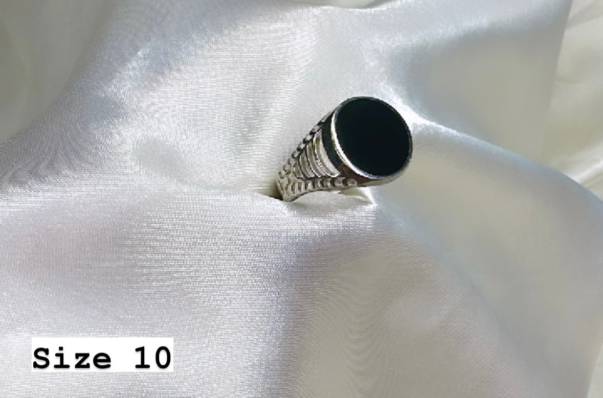 925 Oxidised Silver Ring for Men | Black Stone