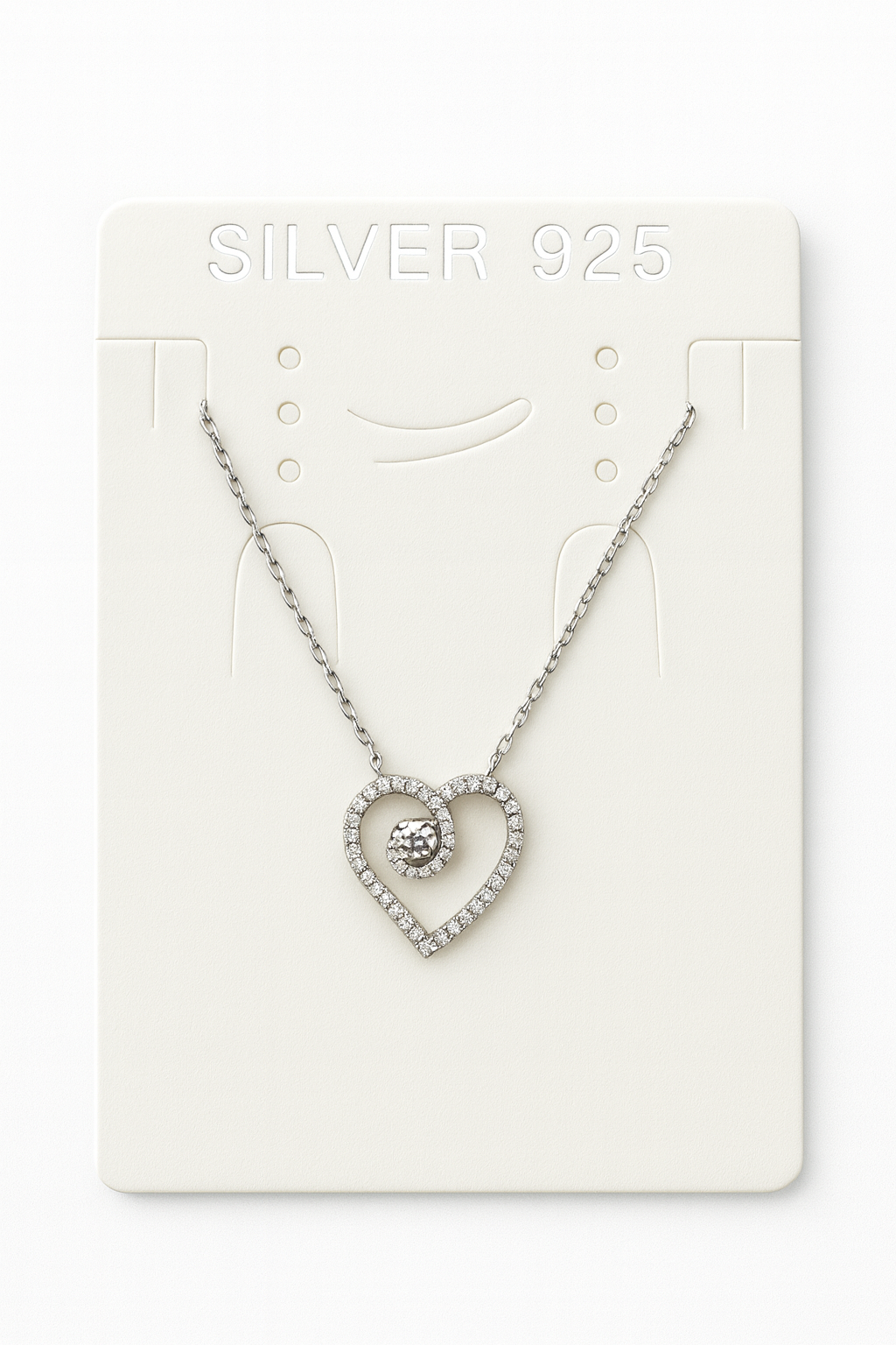 925 Sterling Silver Classic Heart Pendant Neckpiece