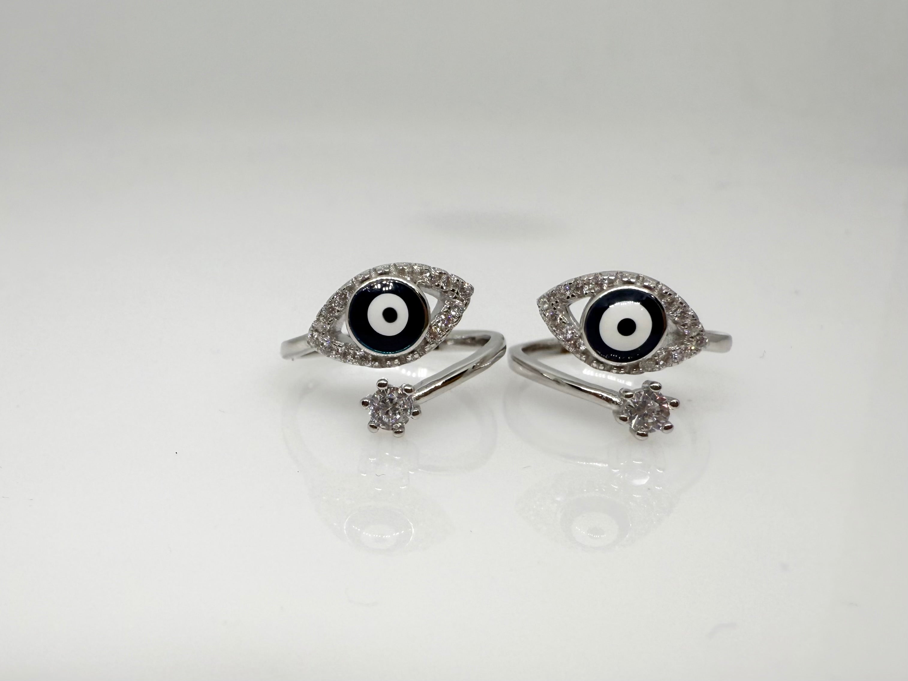 925 Silver Evil Eye Toe Rings (2 Rings) | Free Size