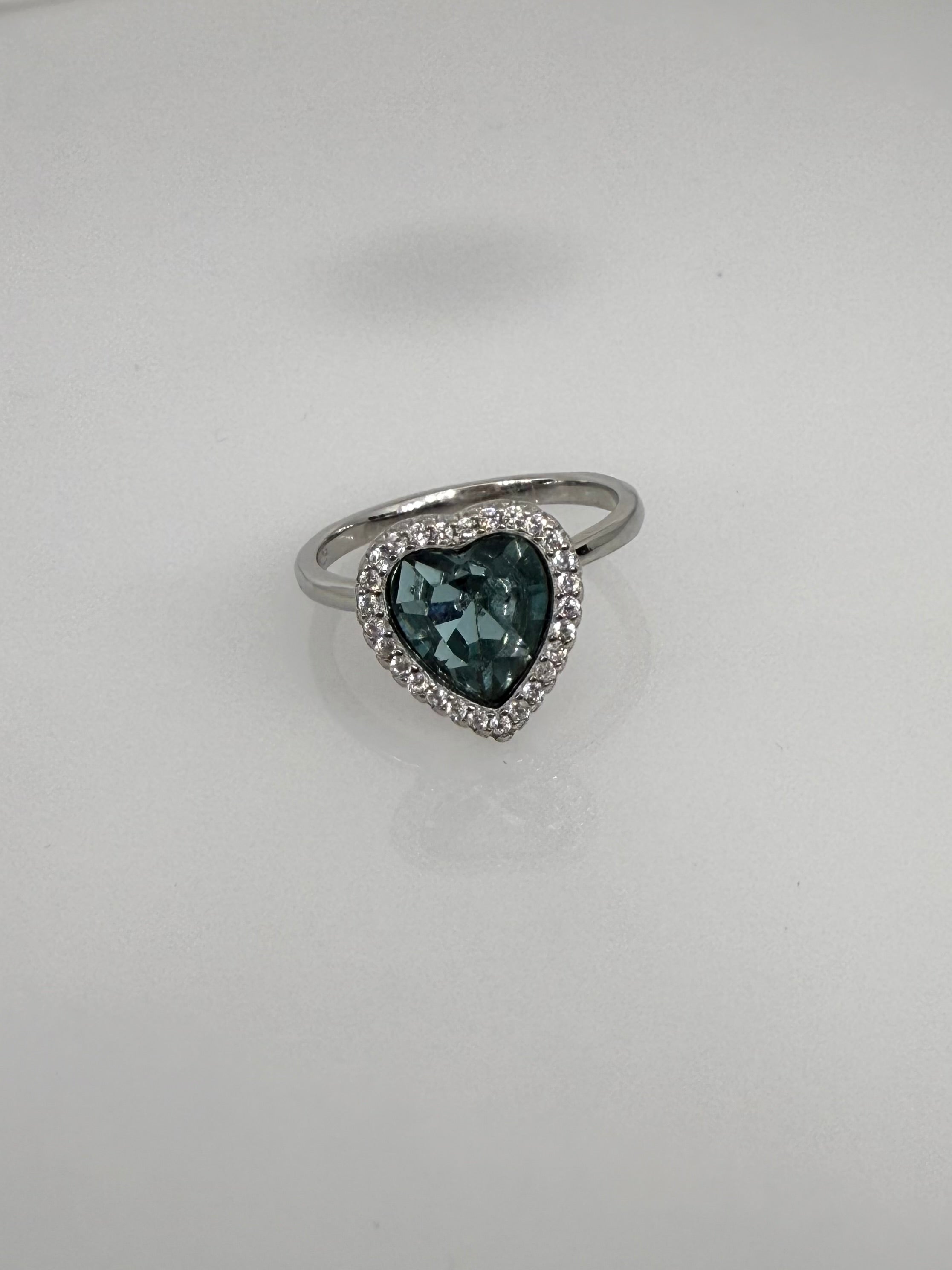 925 Sterling Silver Jade Heart Women Ring