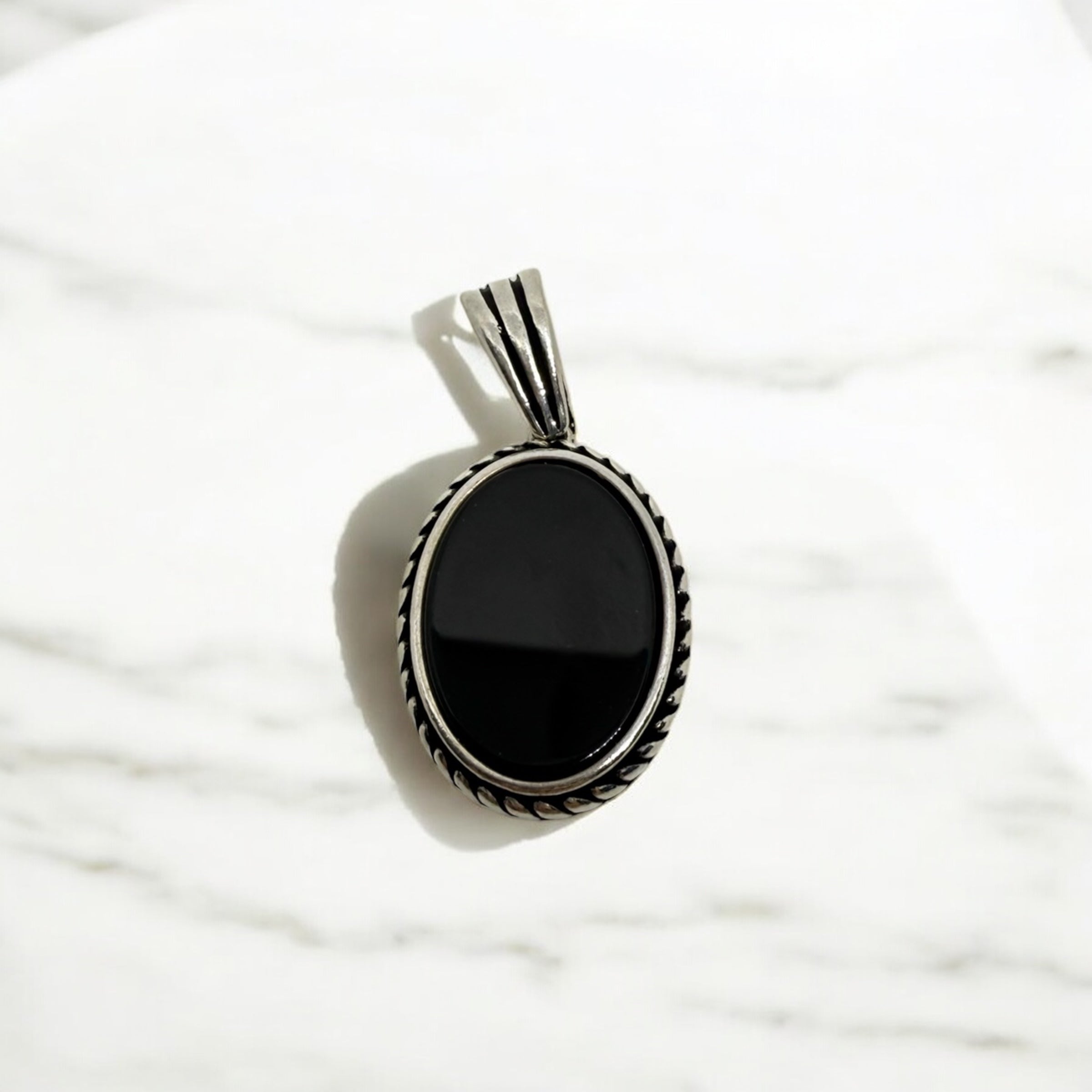 925 Sterling Silver Jet Black Minimal Pendant