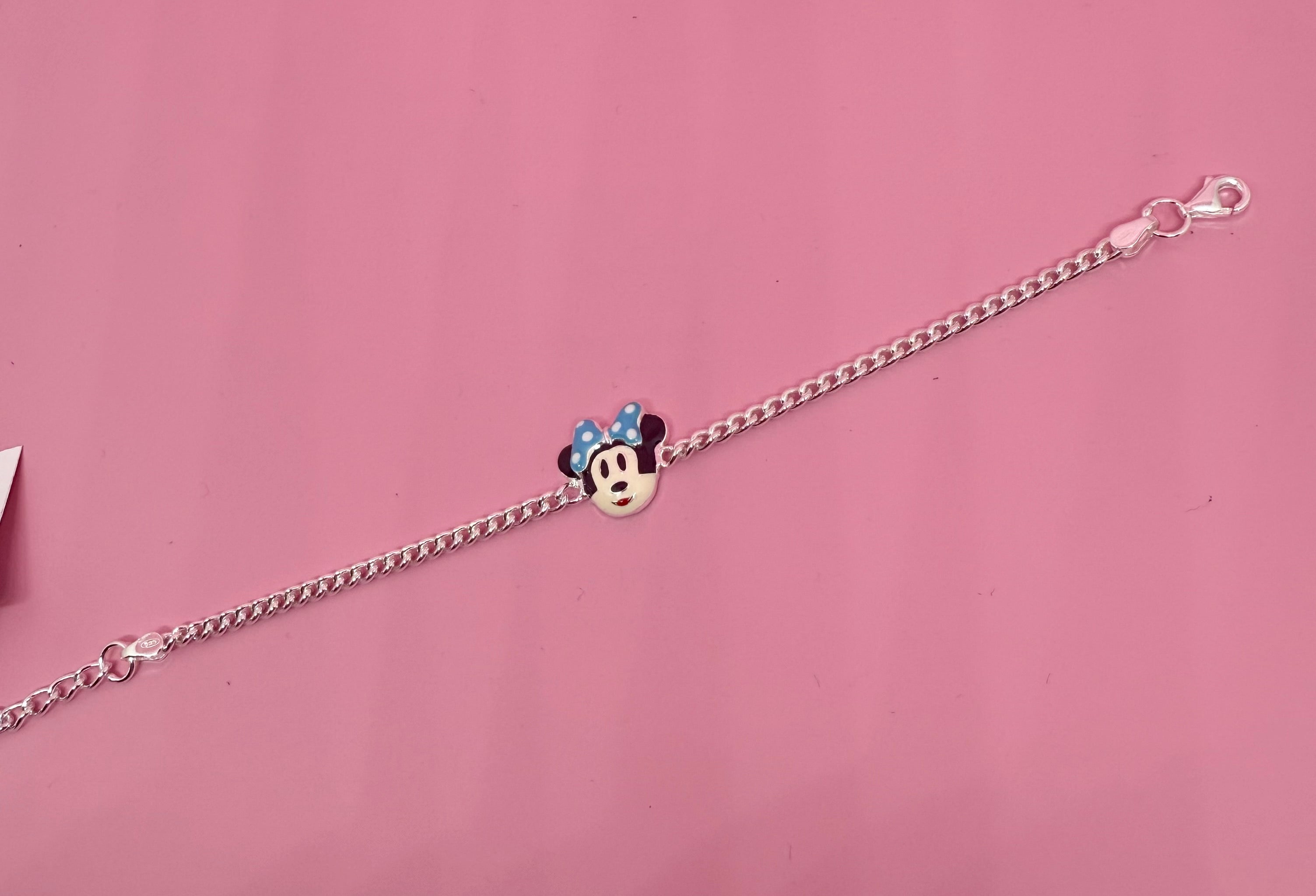 925 Sterling Silver Minie Mouse cartoon Bracelet | For Kids