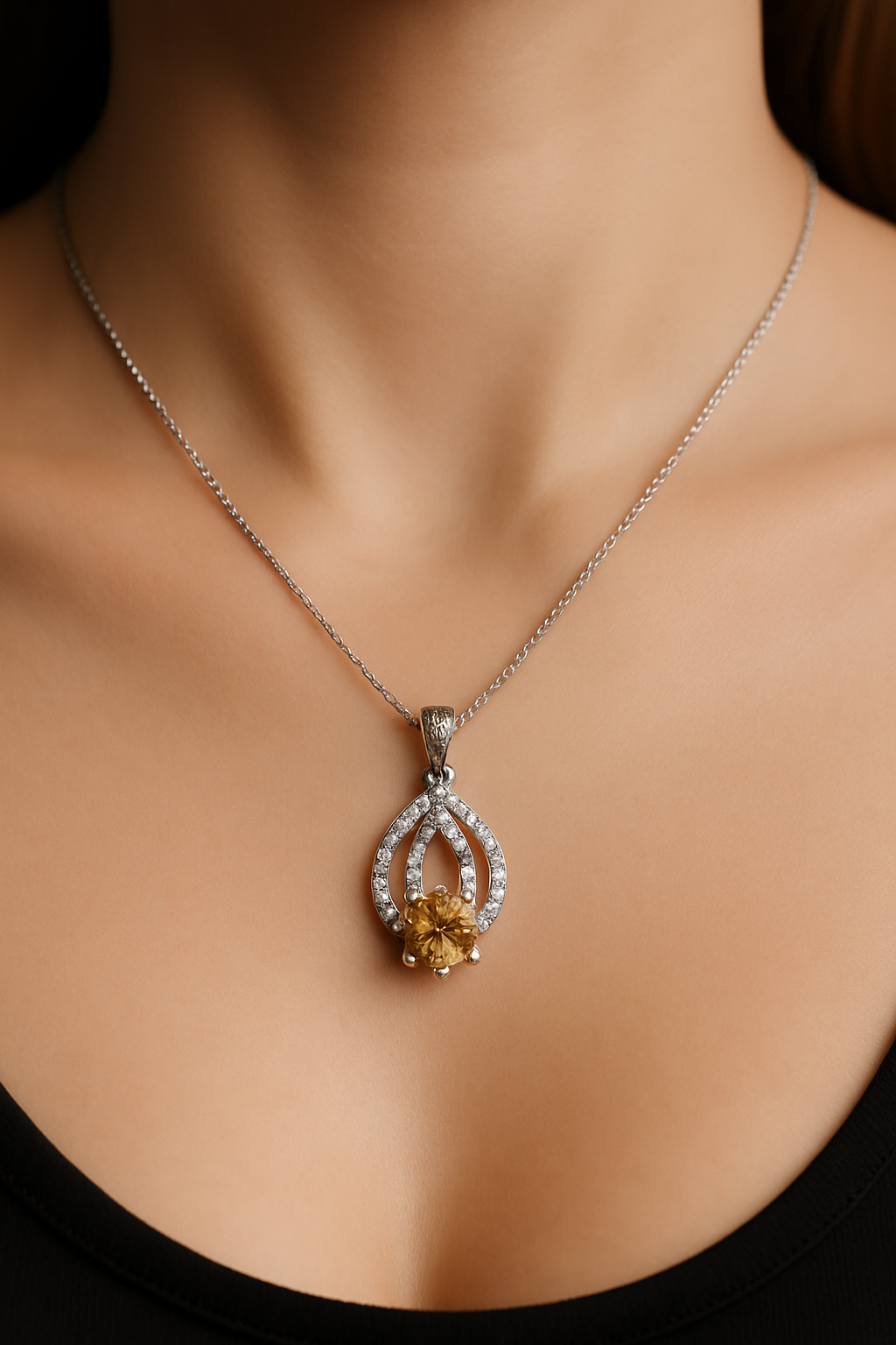 925 Sterling Silver Flora Radiance Pendant Neckpiece