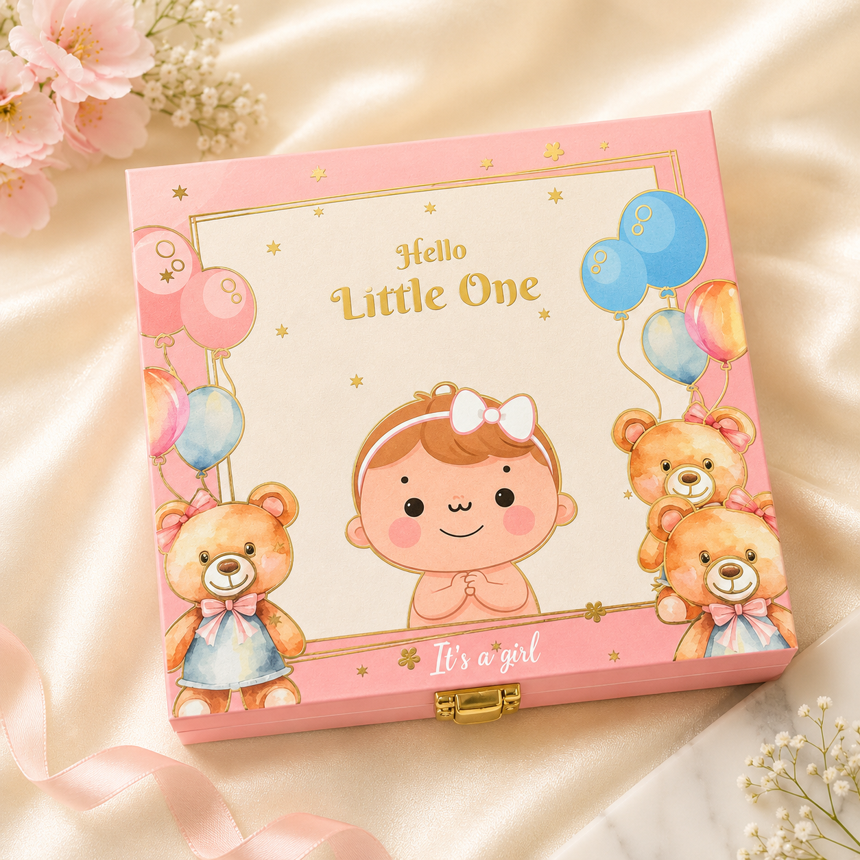 999 Pure Silver Welcome Baby Girl Celebration Coin Gift Box – Set of 4 Coins ( 2.5 g x 4 = 10 grams)