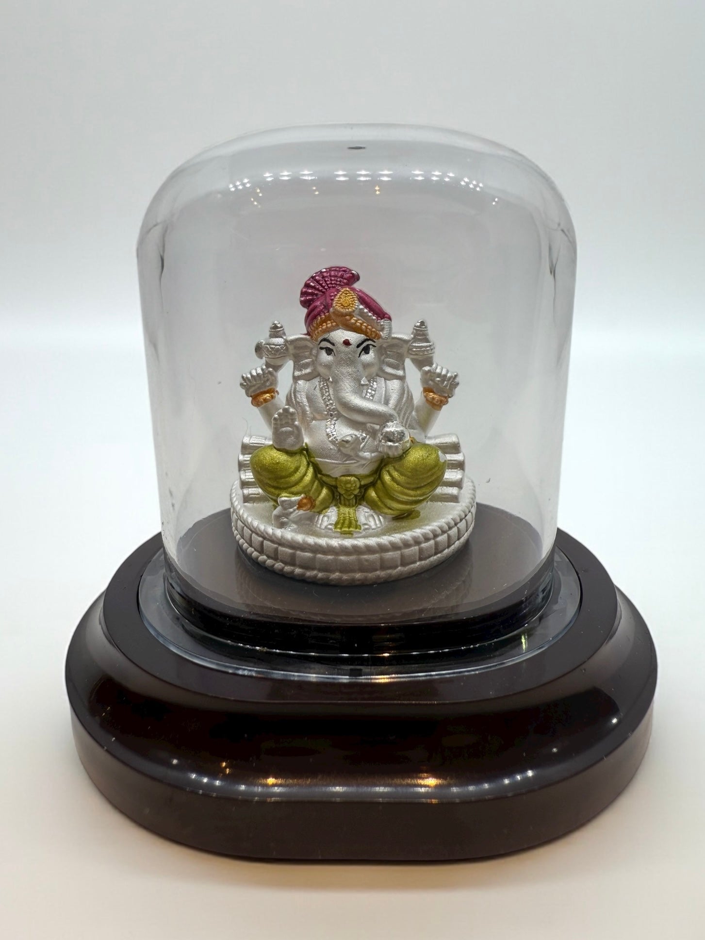 Emerald Pure 999 Silver Ganesha Idol with Acrylic Base For Pooja/ Gift