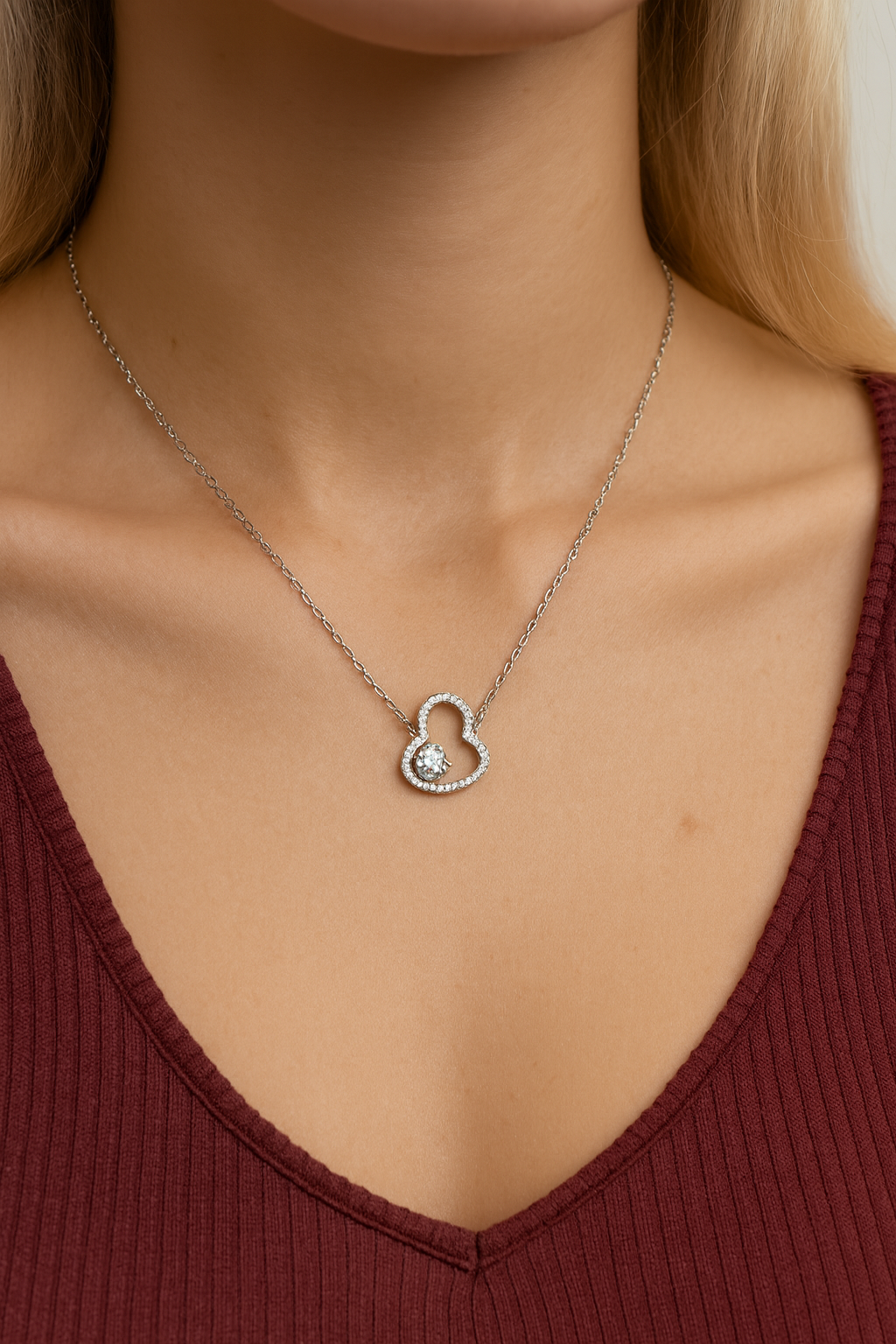 925 Sterling Silver Twinkle Heart Pendant Neckpiece
