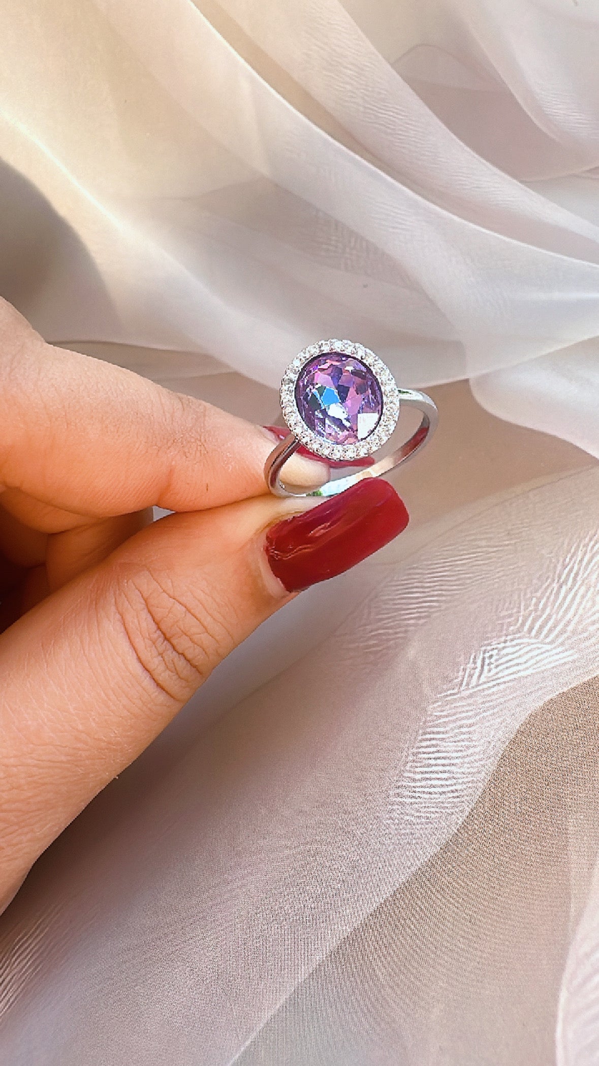 925 Sterling Silver Amethyst Women Ring