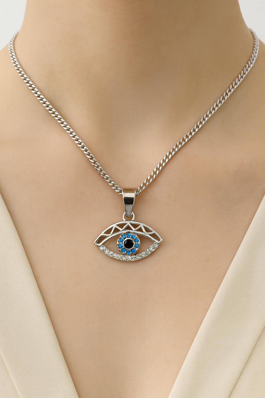 925 Sterling Silver Evil Eye Pendant Neckpiece