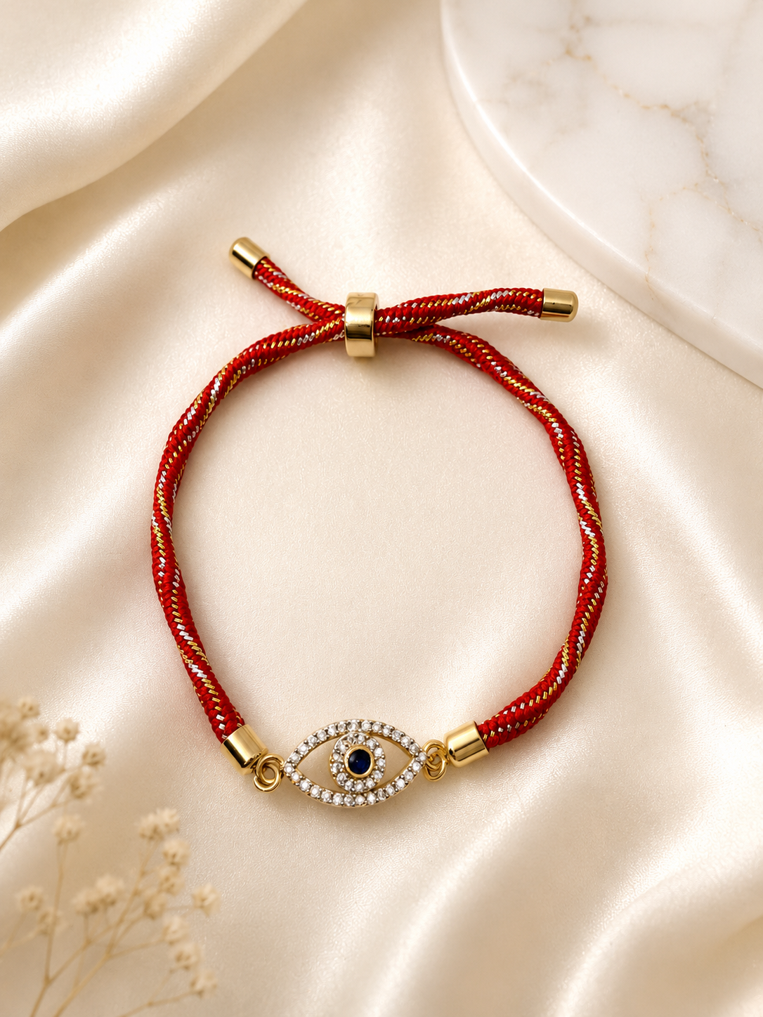 925 Sterling Silver Evil Eye Adjustable Rakhi