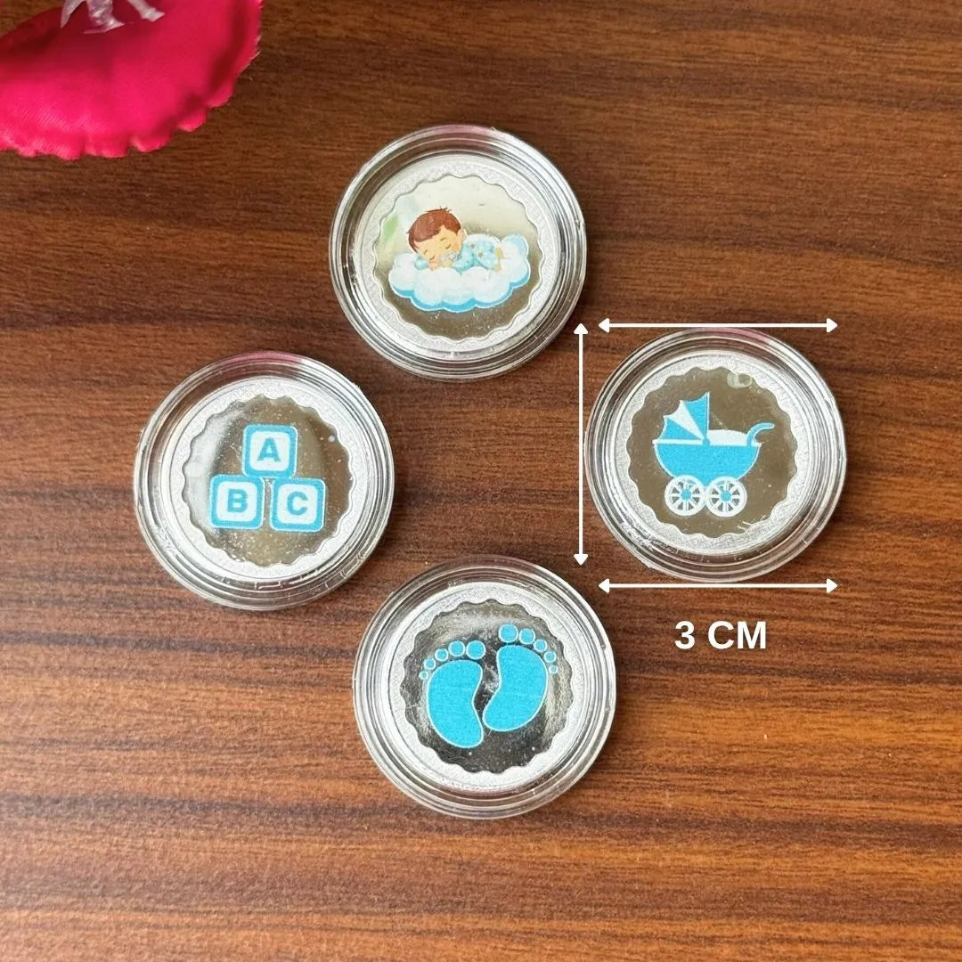 Hello Little One Baby Boy 10 Gram Silver Coin Box (4 Coins) - 999 Purity Silver Coins.                                                              New Born Baby Coin, Return Gifts For Baby Shower, Silver Coin For Gift | For Kids 999 Purity Silver Coins