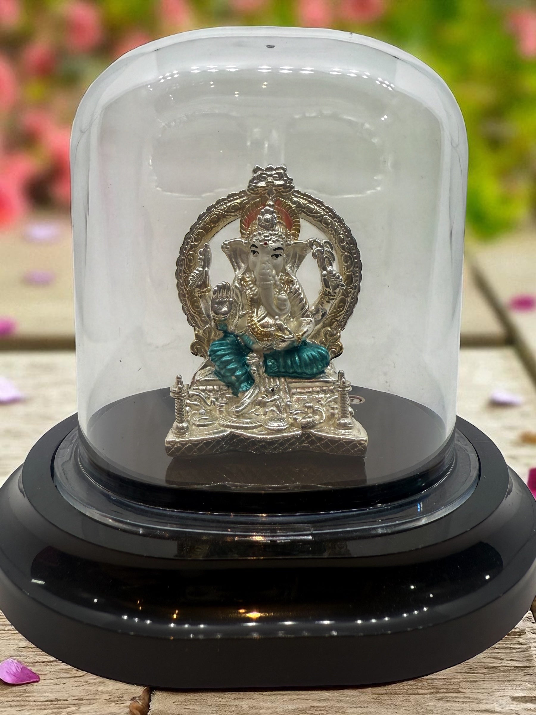 Emerald Pure 999 Silver Ganesha Idol with Acrylic Base for Pooja/Gift