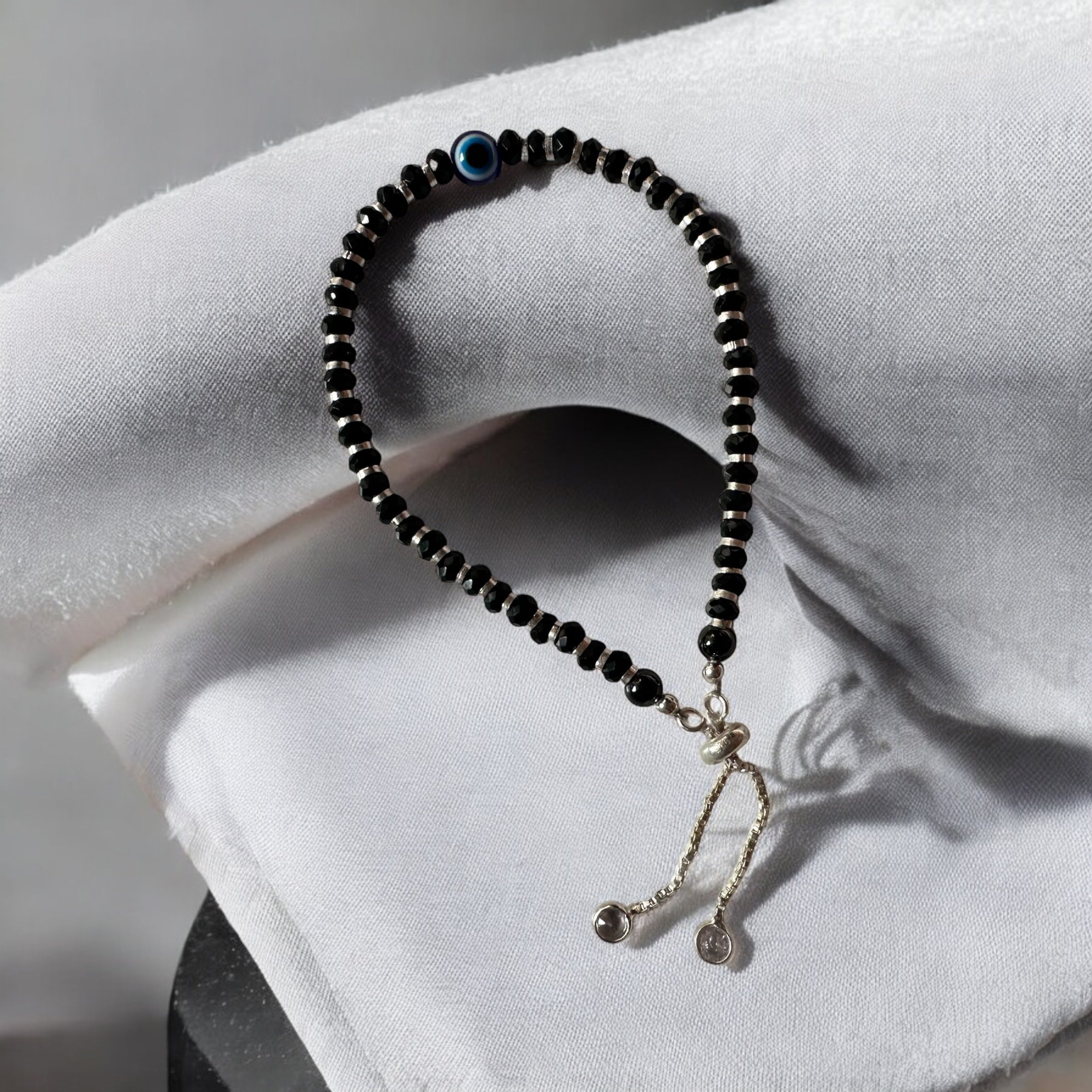 Classic Evil Eye Bracelet | Hand Black Beads Nazariya | Adjustable style