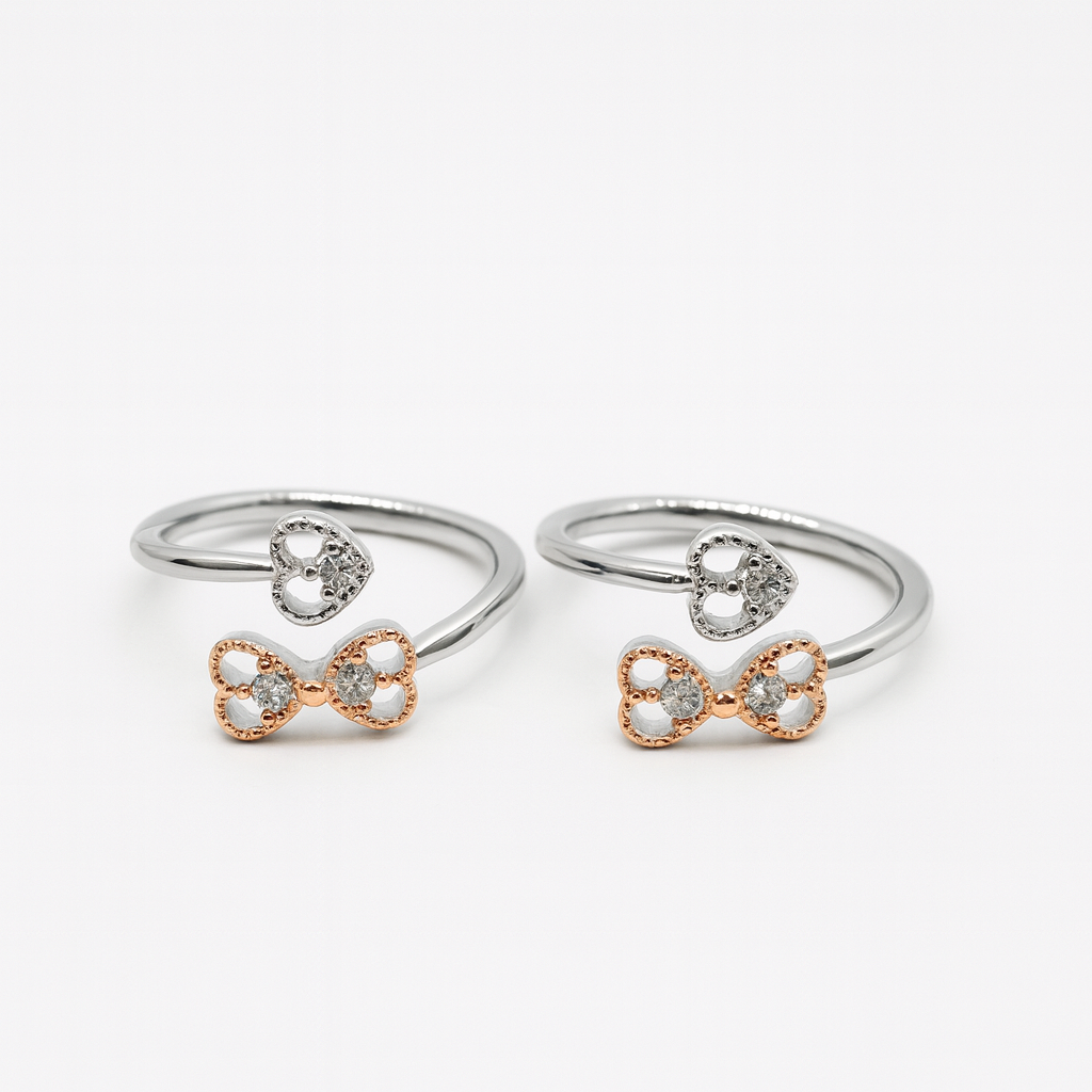 925 Sterling Silver Classic Infinity Bow Rose Silver Toe Rings