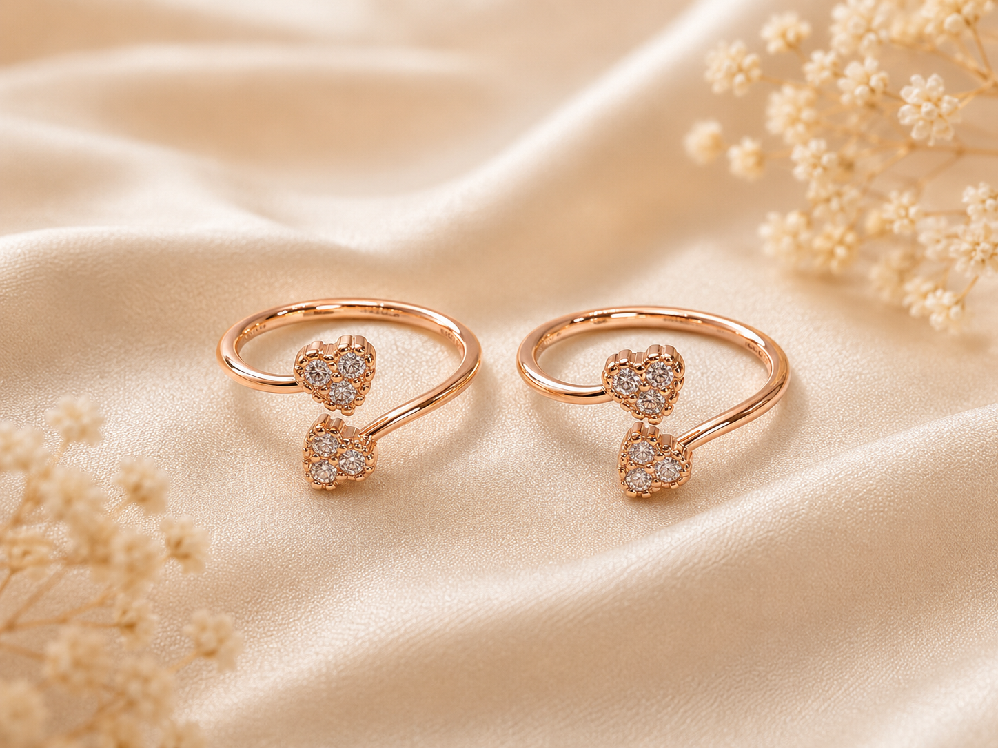 925 Sterling Silver Rose Gold Toe Rings