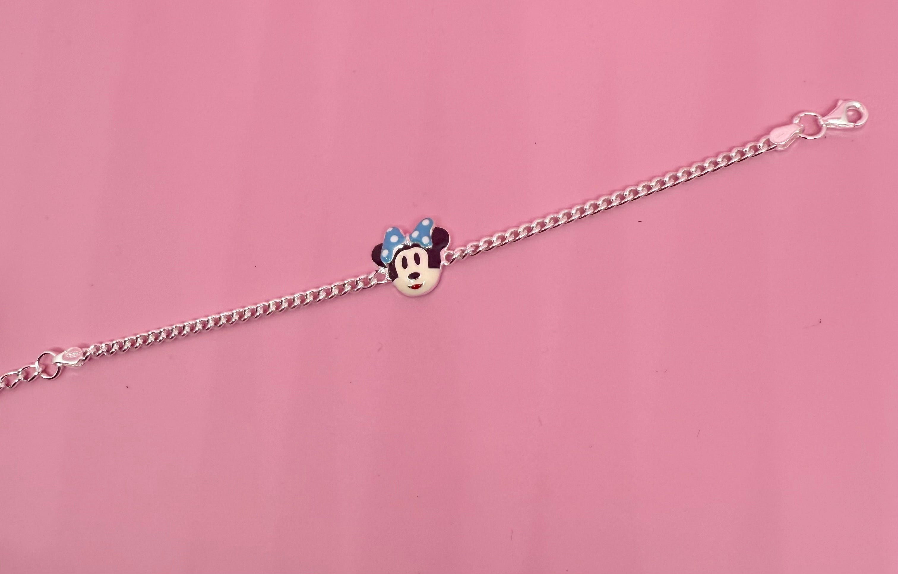 925 Sterling Silver Minie Mouse cartoon Bracelet | For Kids