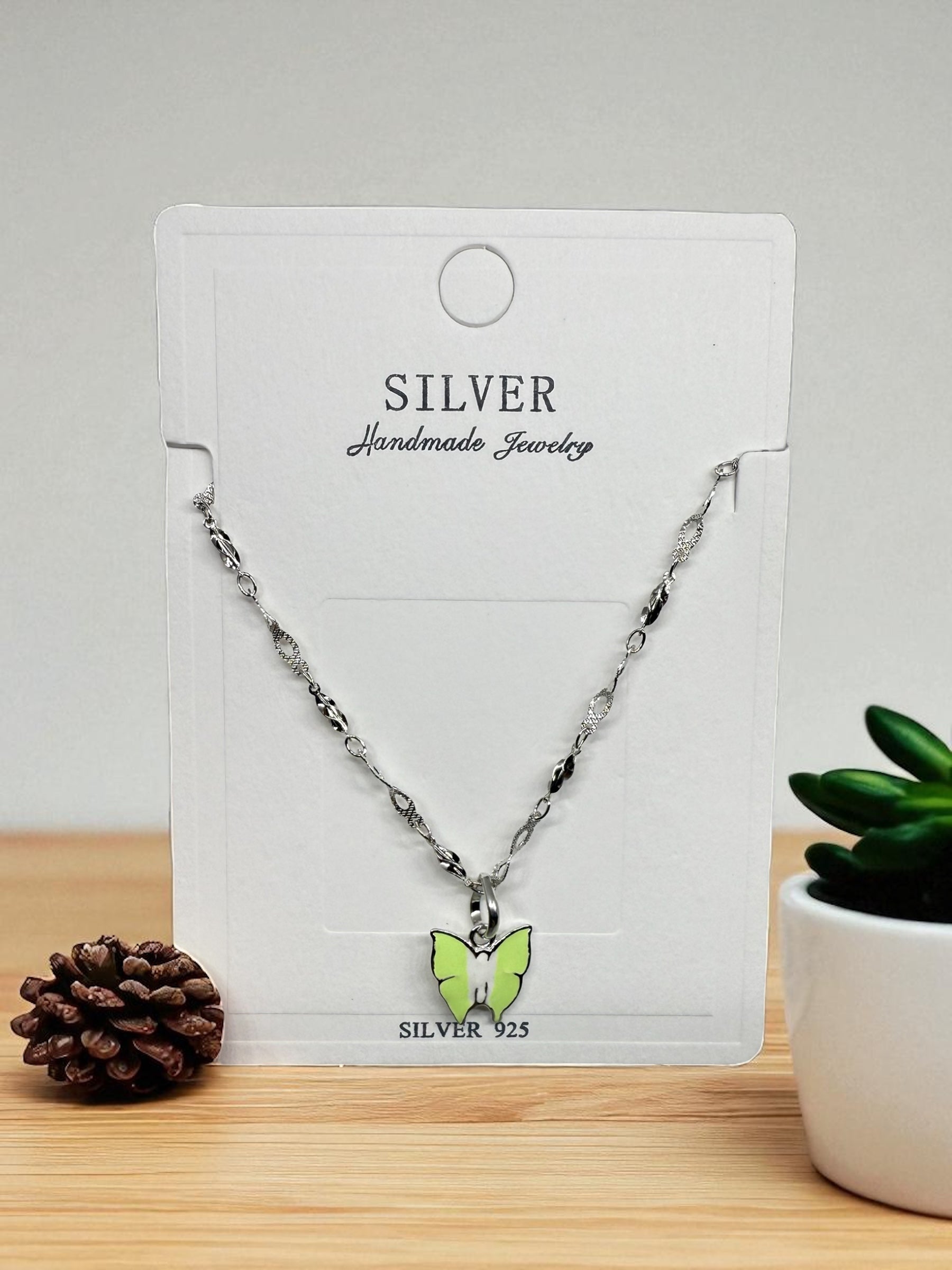 925 Sterling Silver Lime Butterfly Pendant | FOR WOMEN & KIDS