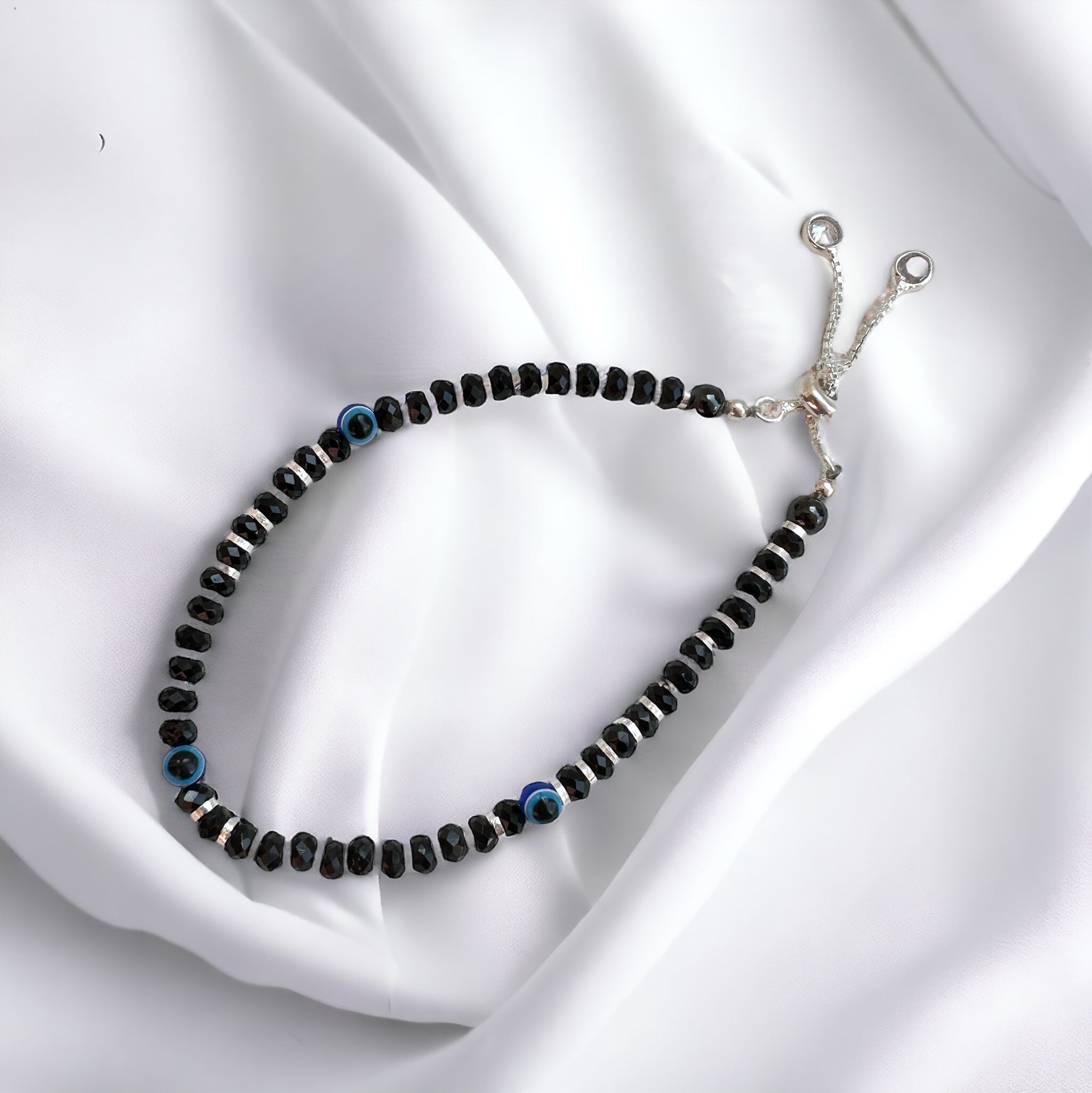 Classic triple Evil Eye Bracelet | Black Beads Evil Eye Nazariya