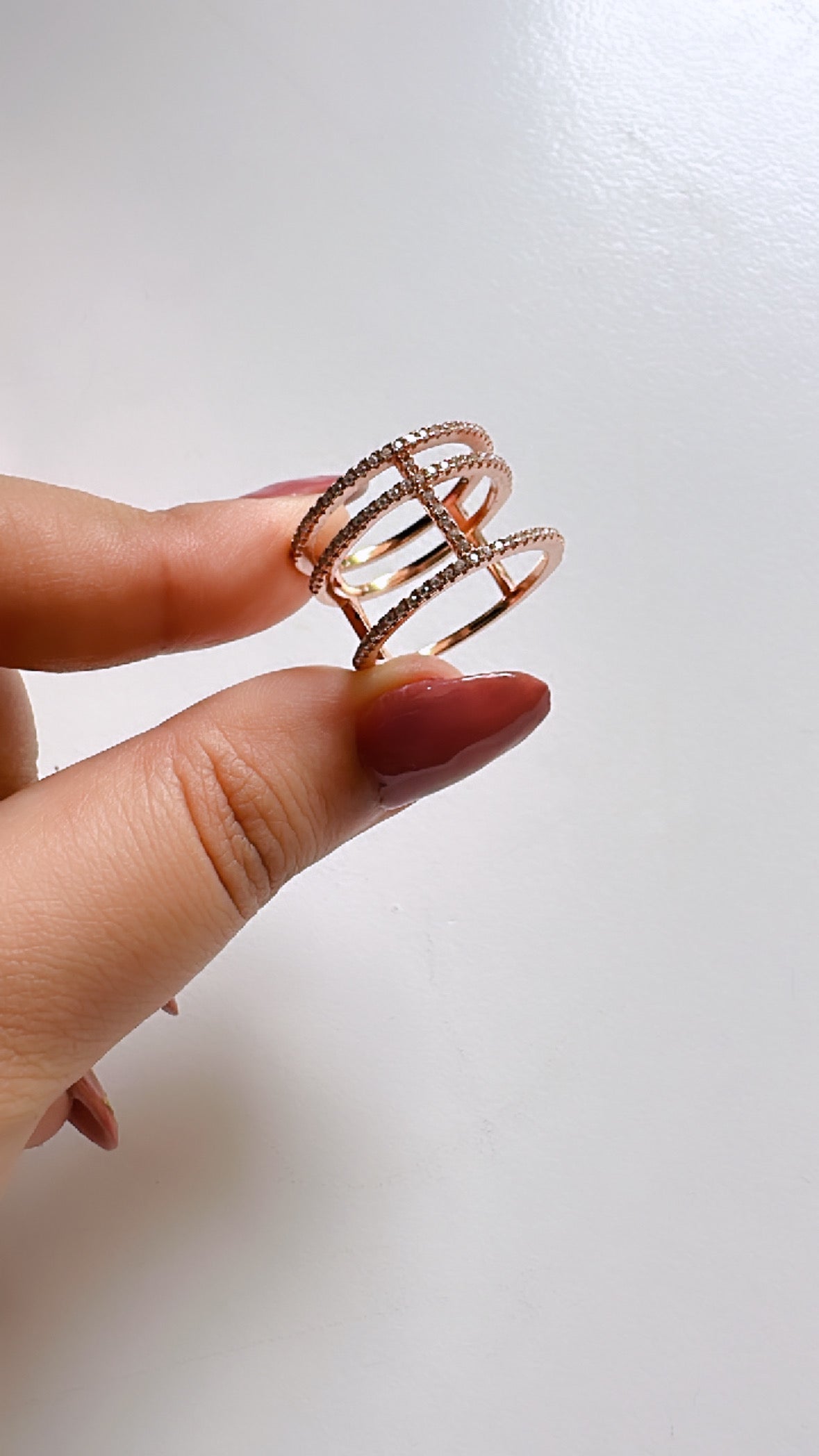 925 Sterling Silver Rosy Halo knuckle Women Ring