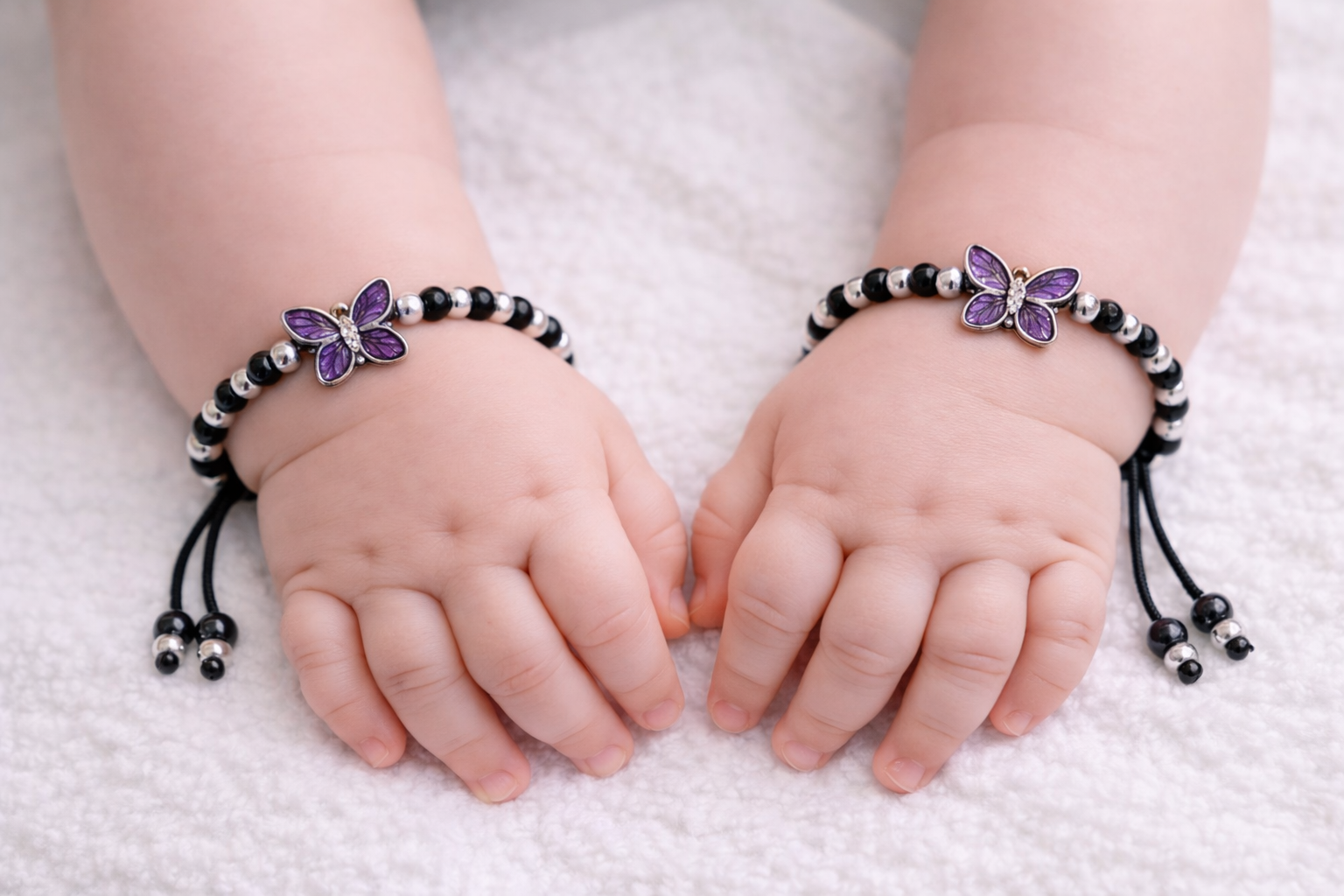 925 Sterling Silver Evil Eye Butterfly Newborn & Baby Thread Nazariya