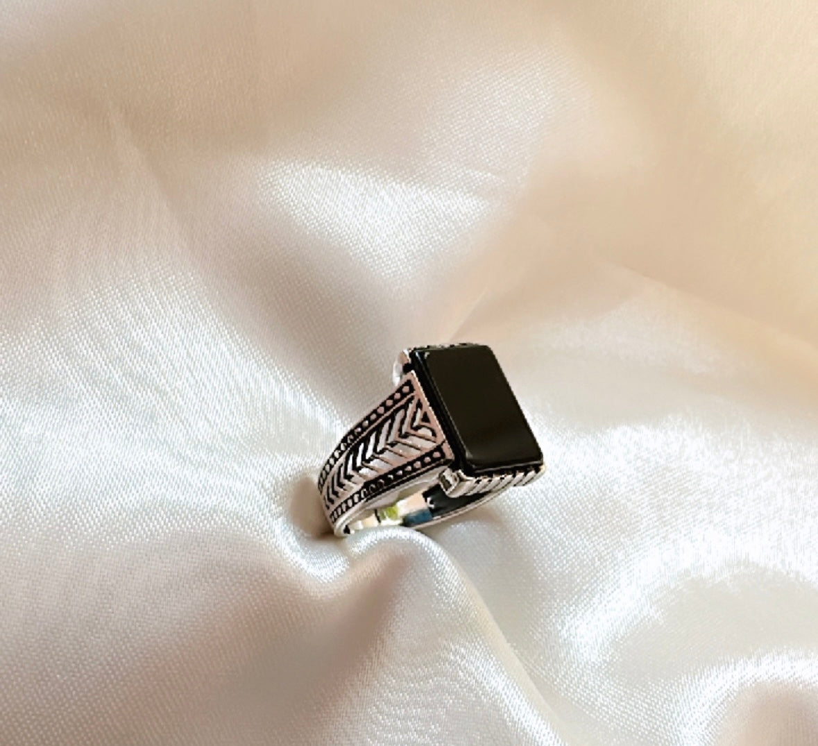 925 Sterling Silver Ring For Men | Black Stone