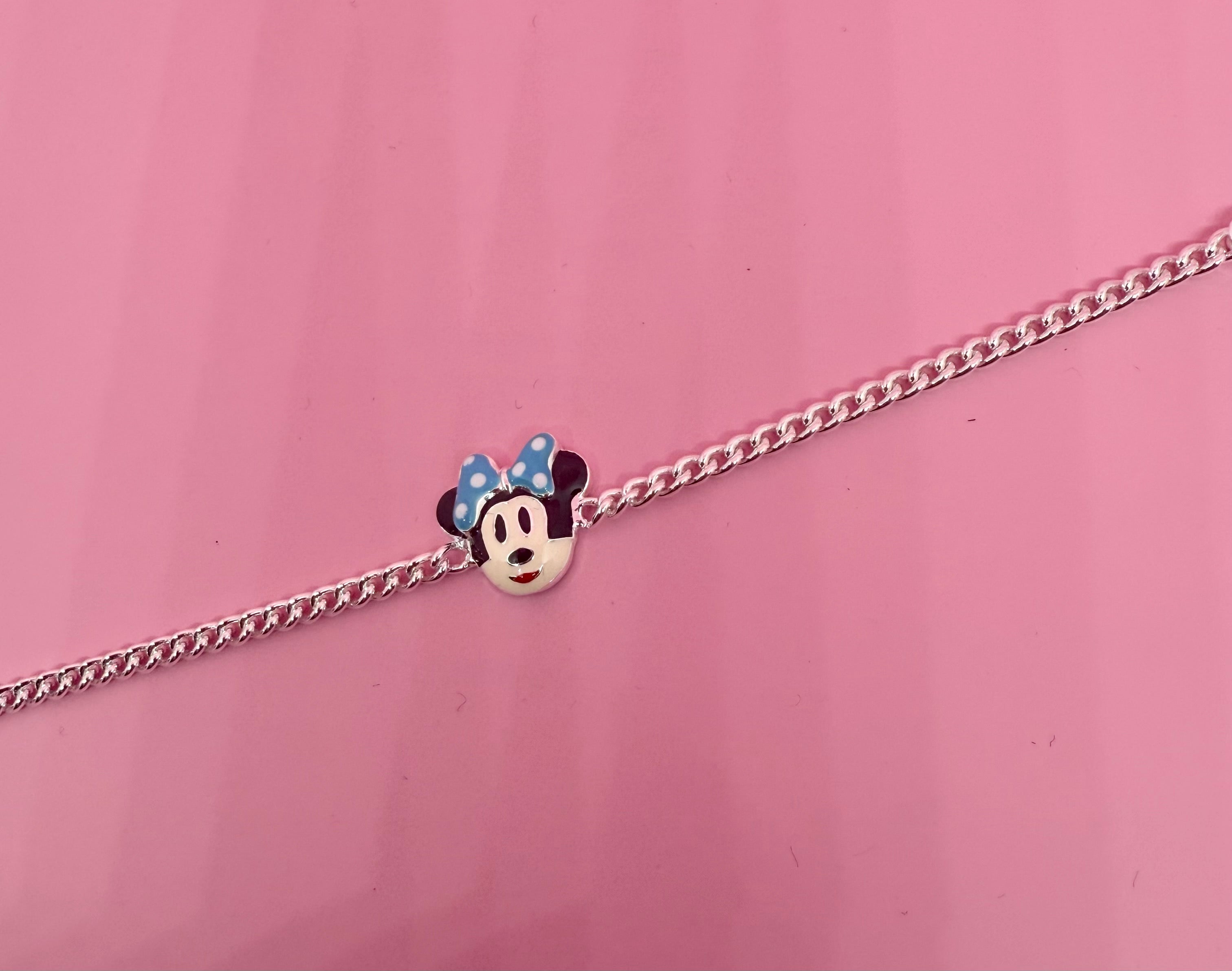 925 Sterling Silver Minie Mouse cartoon Bracelet | For Kids