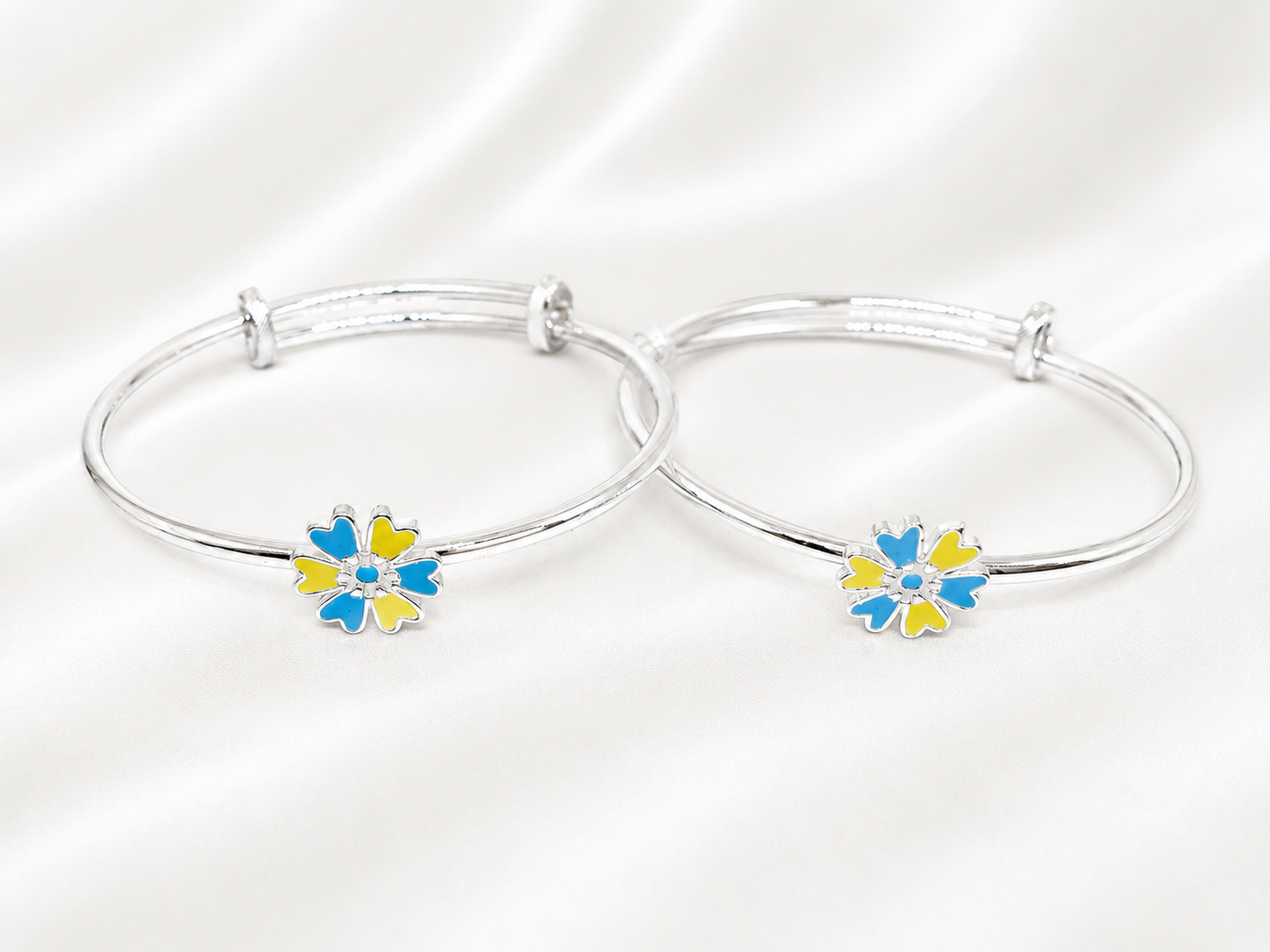 925 Sterling Silver Flower Bangles | For Kids |  Ideal for 0-3 years old