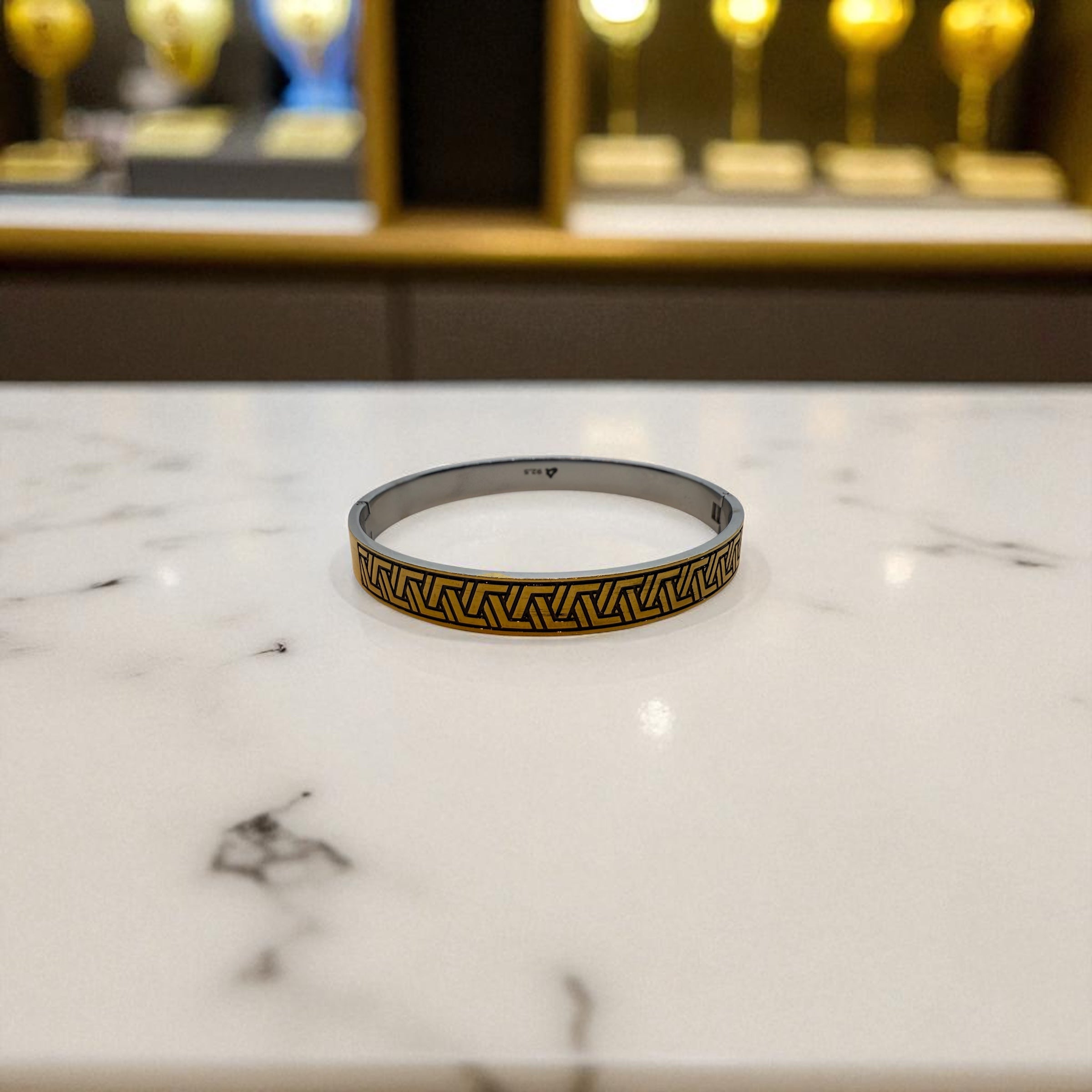 925 STERLING SILVER GEOMETRIC OPENABLE KADA BANGLE | GOLD POLISH | UNISEX BANGLE | MEN’S KADA