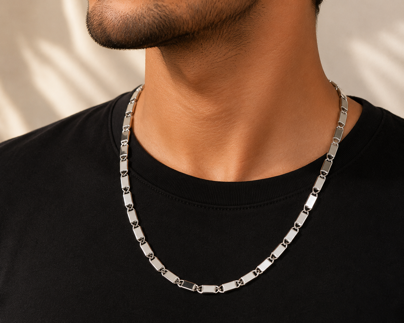 925 Sterling Silver Monaco Bar Link Chain